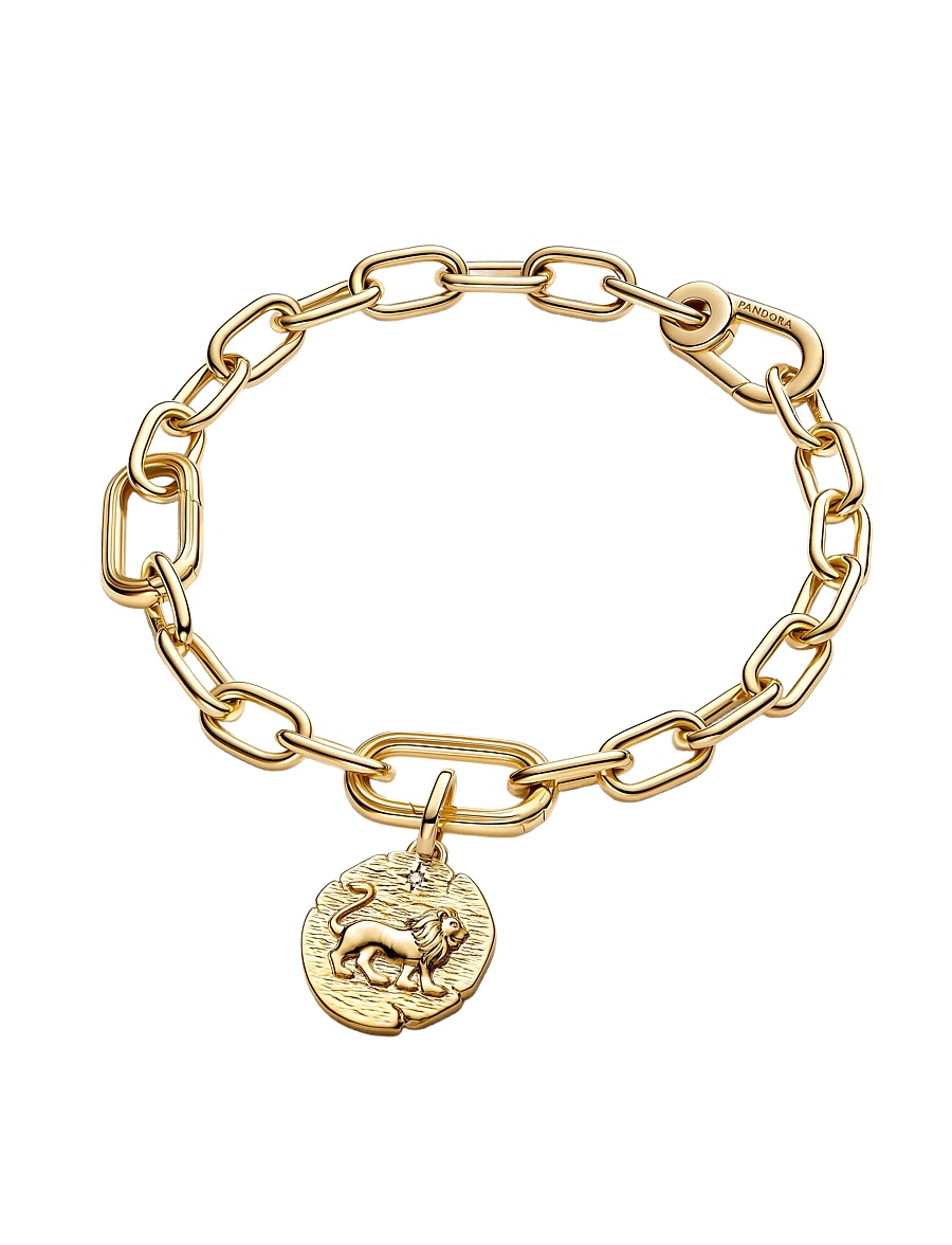 Pandora - Lion 14k gold-plated medallion with clear cubic zirconia - anhänger - clear - 3