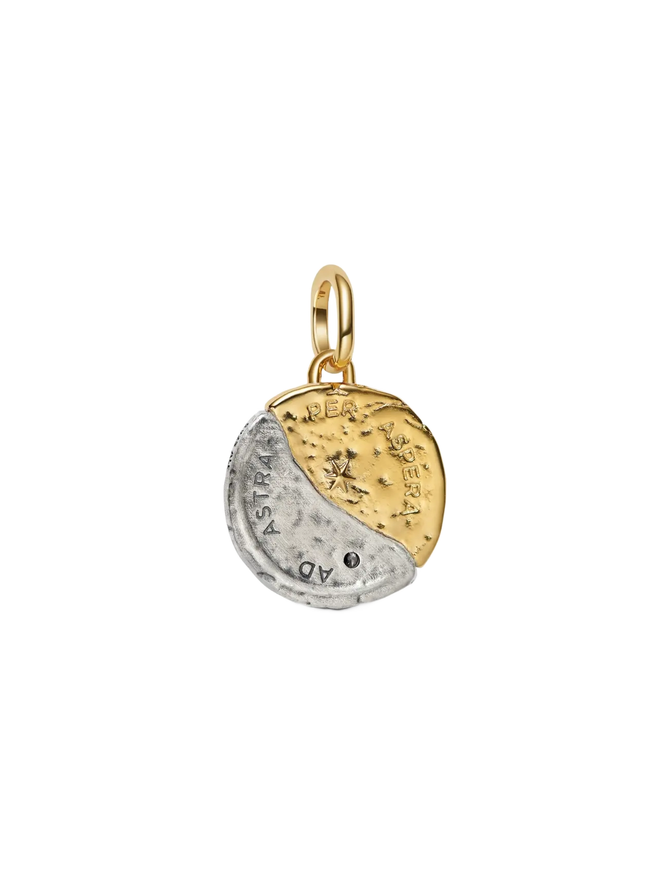 Pandora - Sun and moon sterling silver and 14k gold-plated medallion with clear cubic zirconia - anhänger - clear - 2