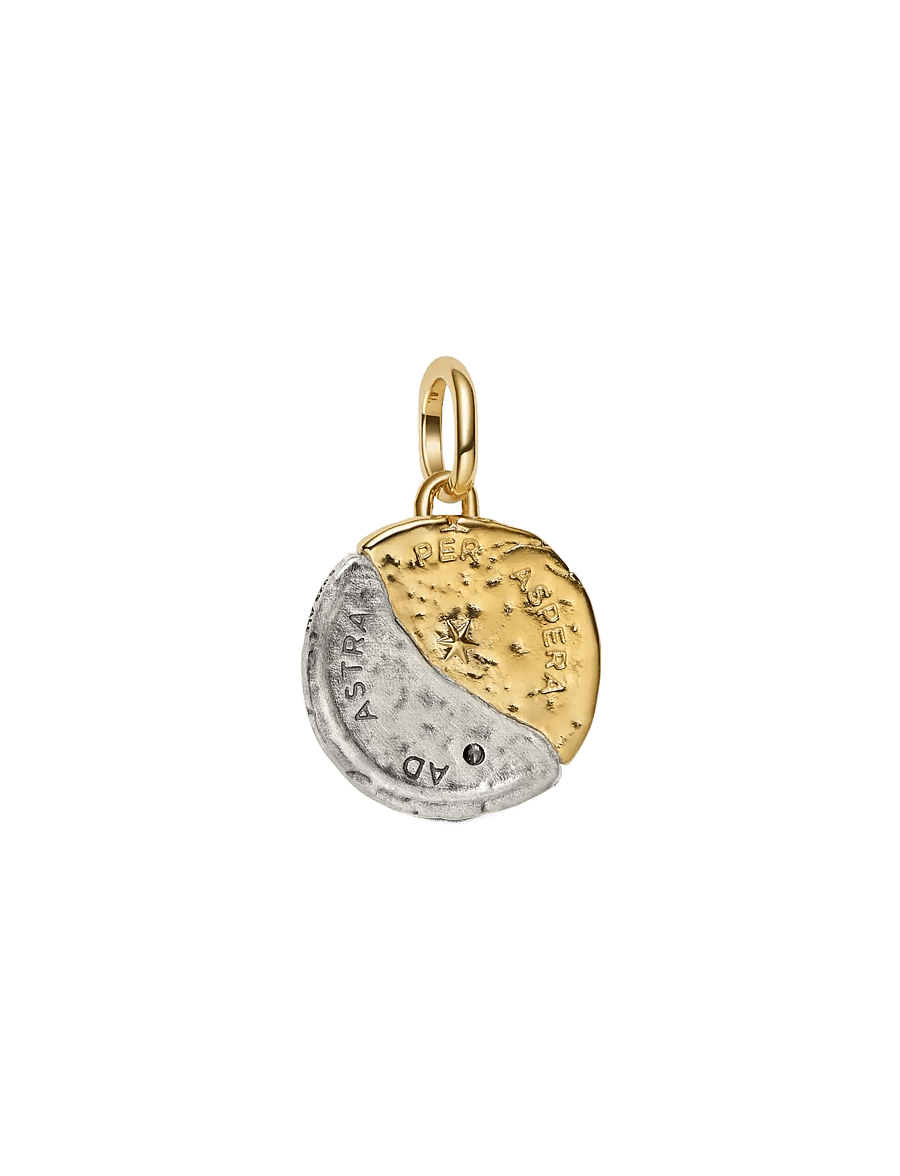 Pandora - Sun and moon sterling silver and 14k gold-plated medallion with clear cubic zirconia - anhänger - clear - 2