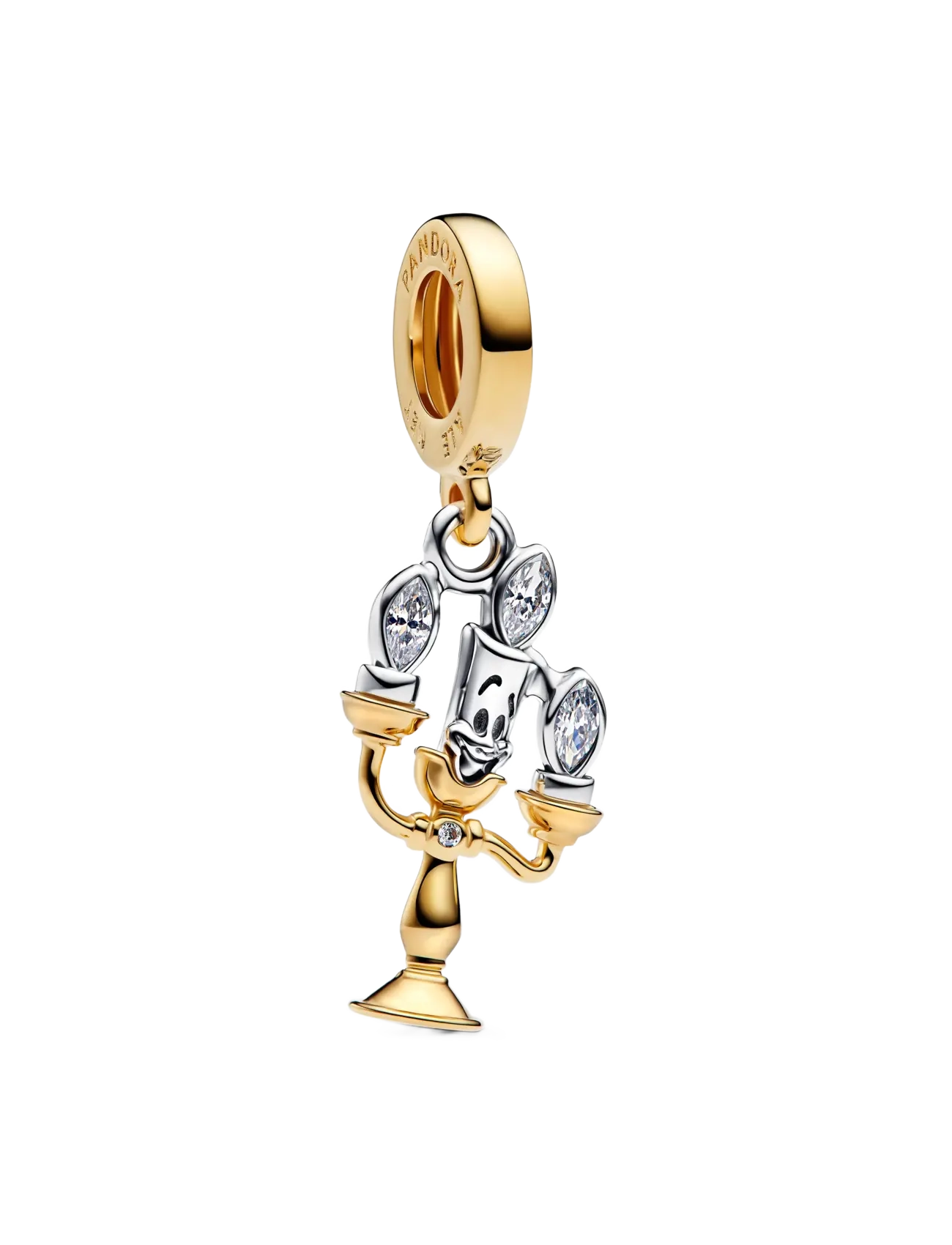 Pandora Disney Lumiere sterling silver and 14k gold-plated dangle with clear cubic zirconia - Samarbejder - CLEAR / undefined