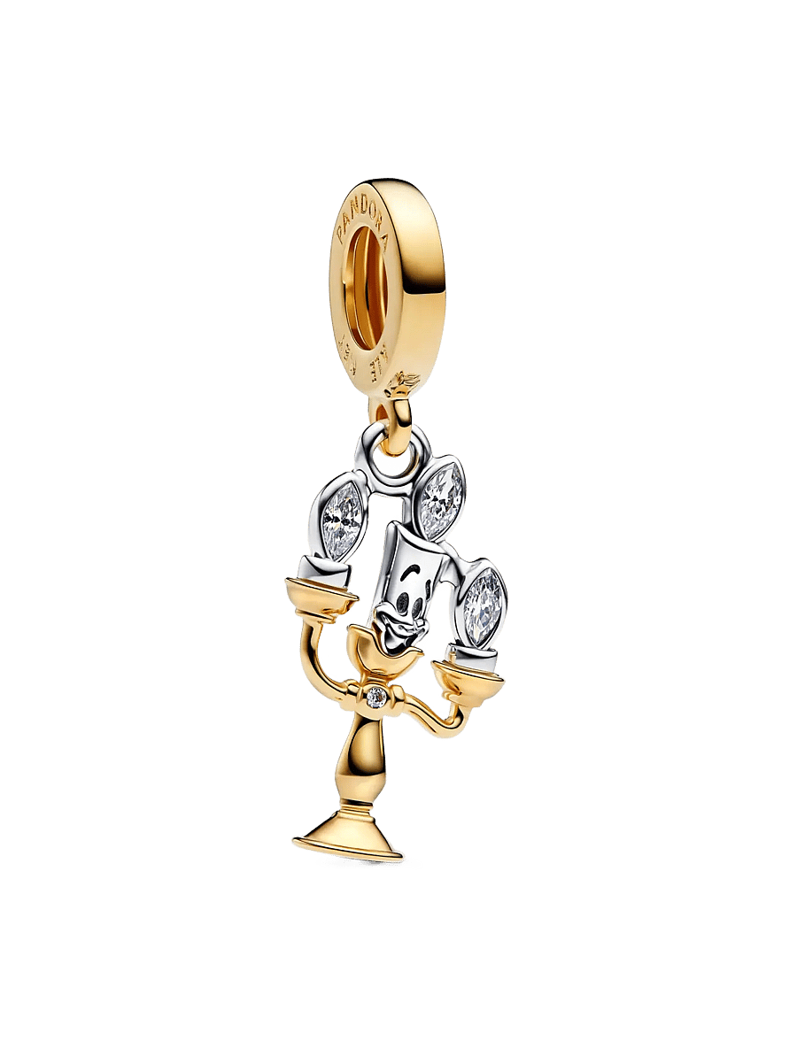 Pandora - Disney Lumiere sterling silver and 14k gold-plated dangle with clear cubic zirconia - pendentifs - clear - 1