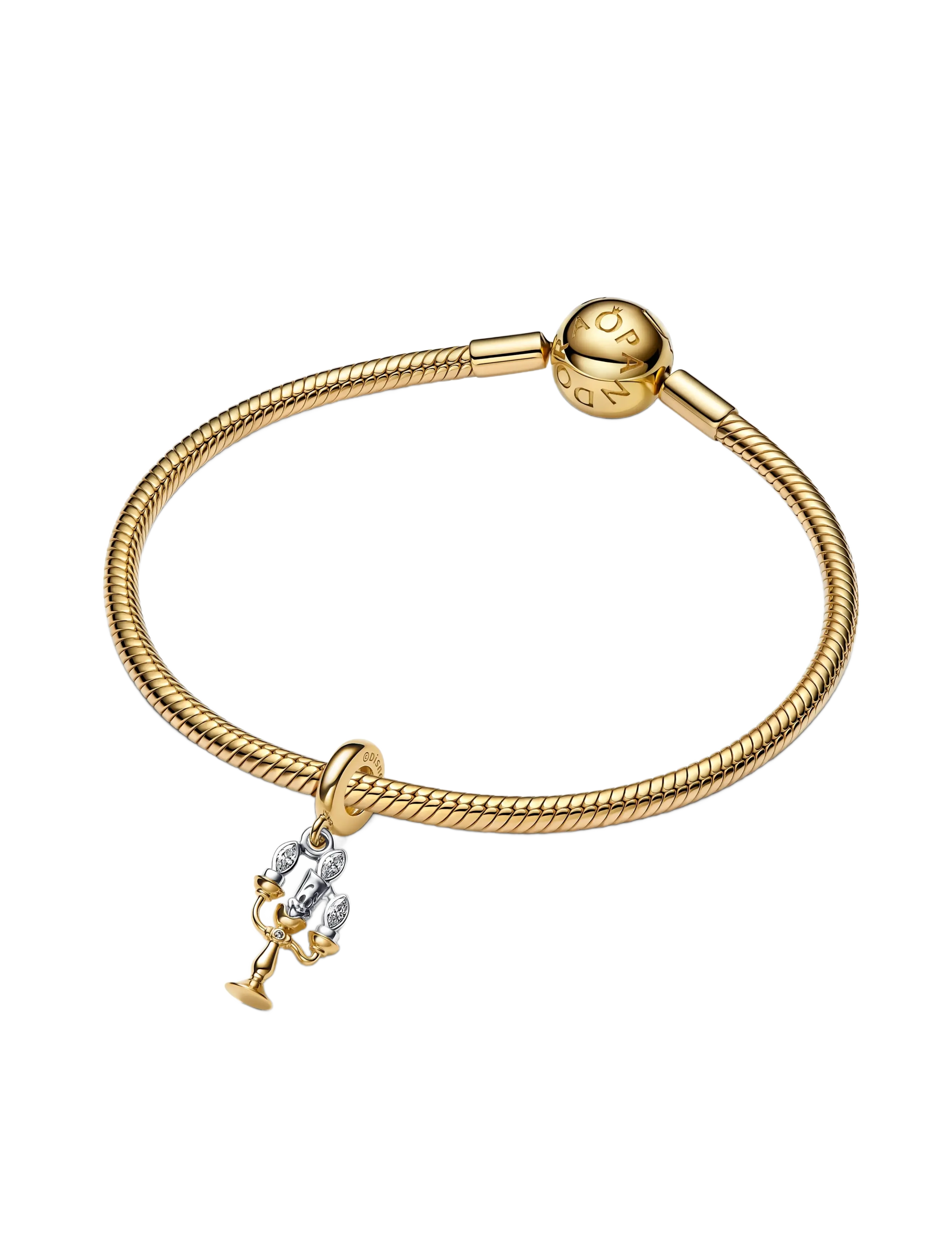 Pandora - Disney Lumiere sterling silver and 14k gold-plated dangle with clear cubic zirconia - pendentifs - clear - 2