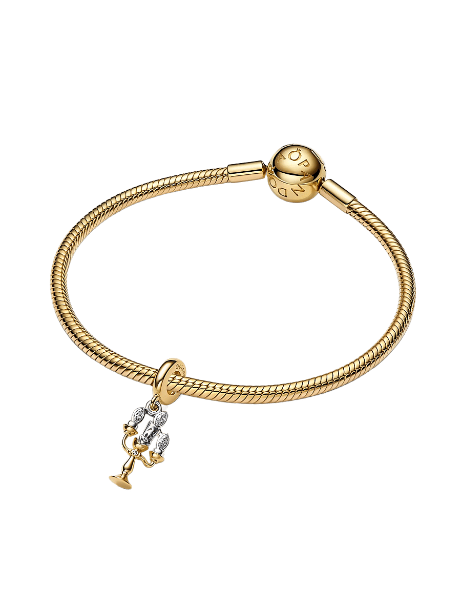Pandora - Disney Lumiere sterling silver and 14k gold-plated dangle with clear cubic zirconia - pendentifs - clear - 2