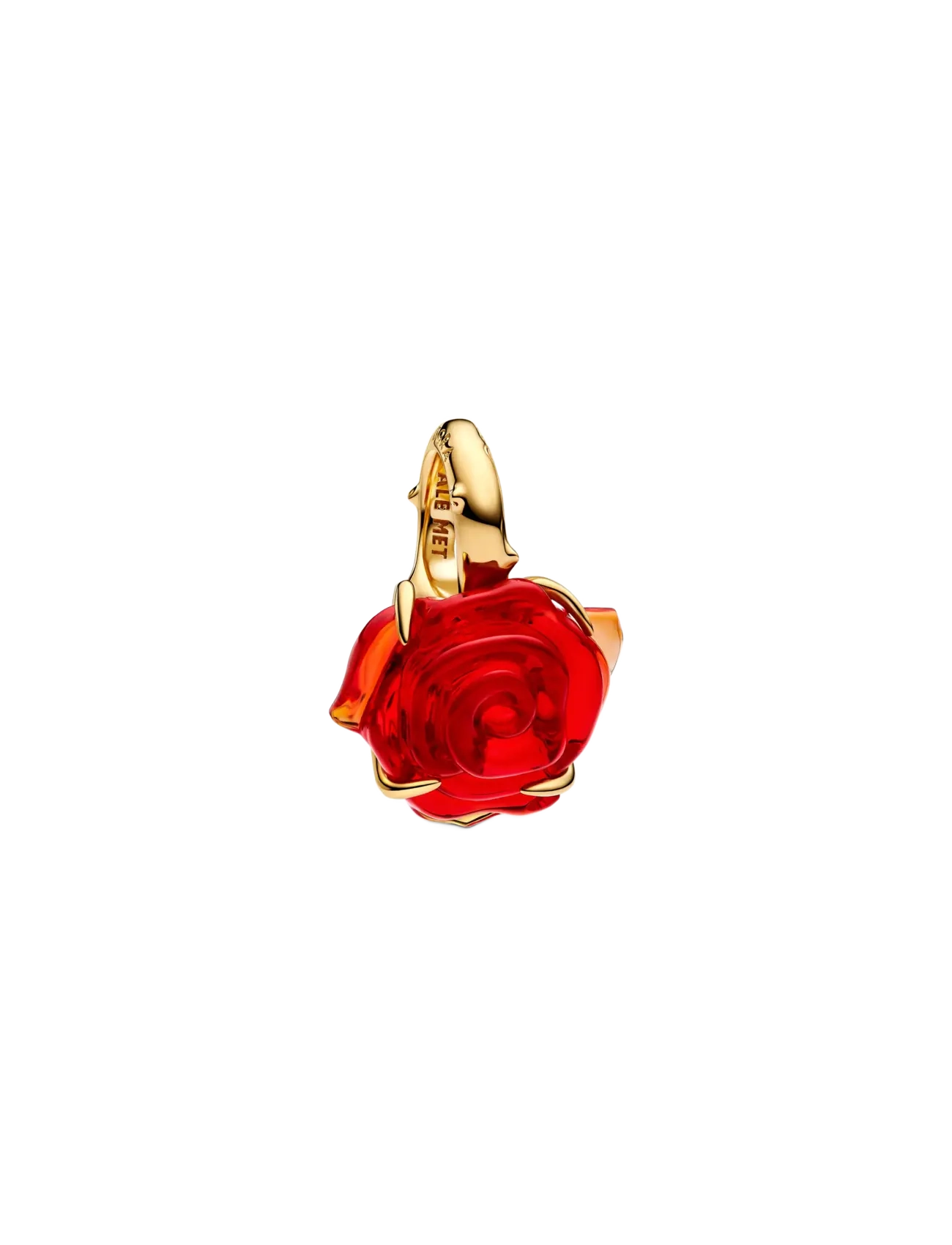 Pandora Disney Beauty and The Beast rose 14k gold-plated dangle with red Murano glass - Samarbejder - RED / gold