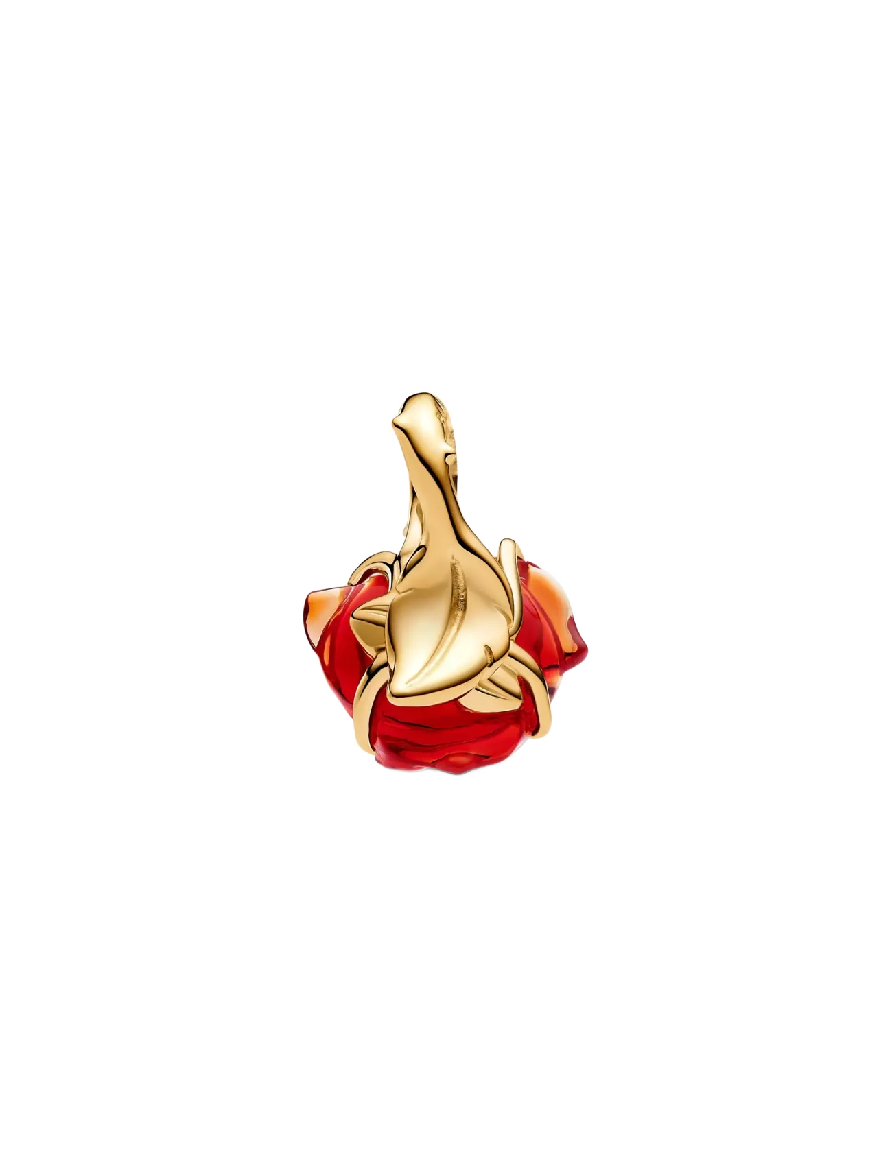 Pandora - Disney Beauty and The Beast rose 14k gold-plated dangle with red Murano glass - pendentifs - red - 2