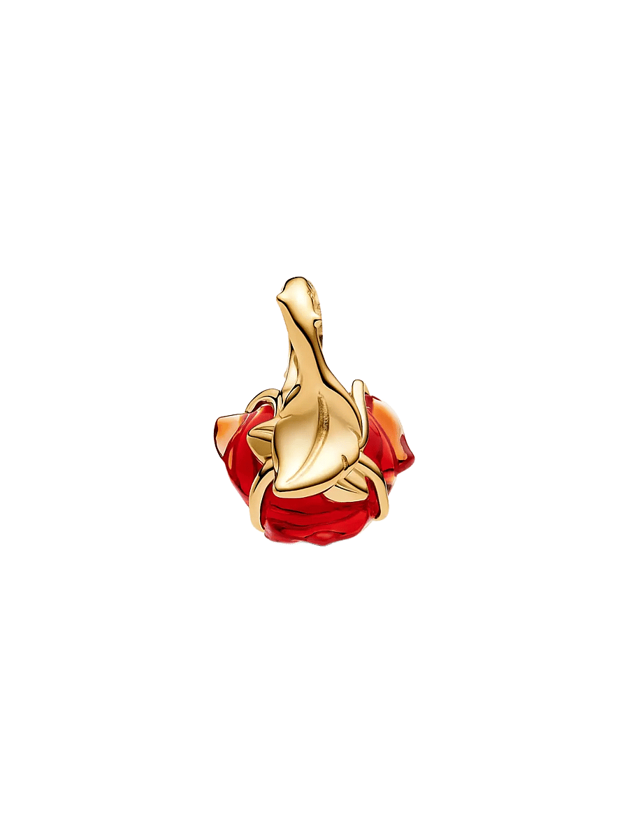 Pandora - Disney Beauty and The Beast rose 14k gold-plated dangle with red Murano glass - anhänger - red - 2