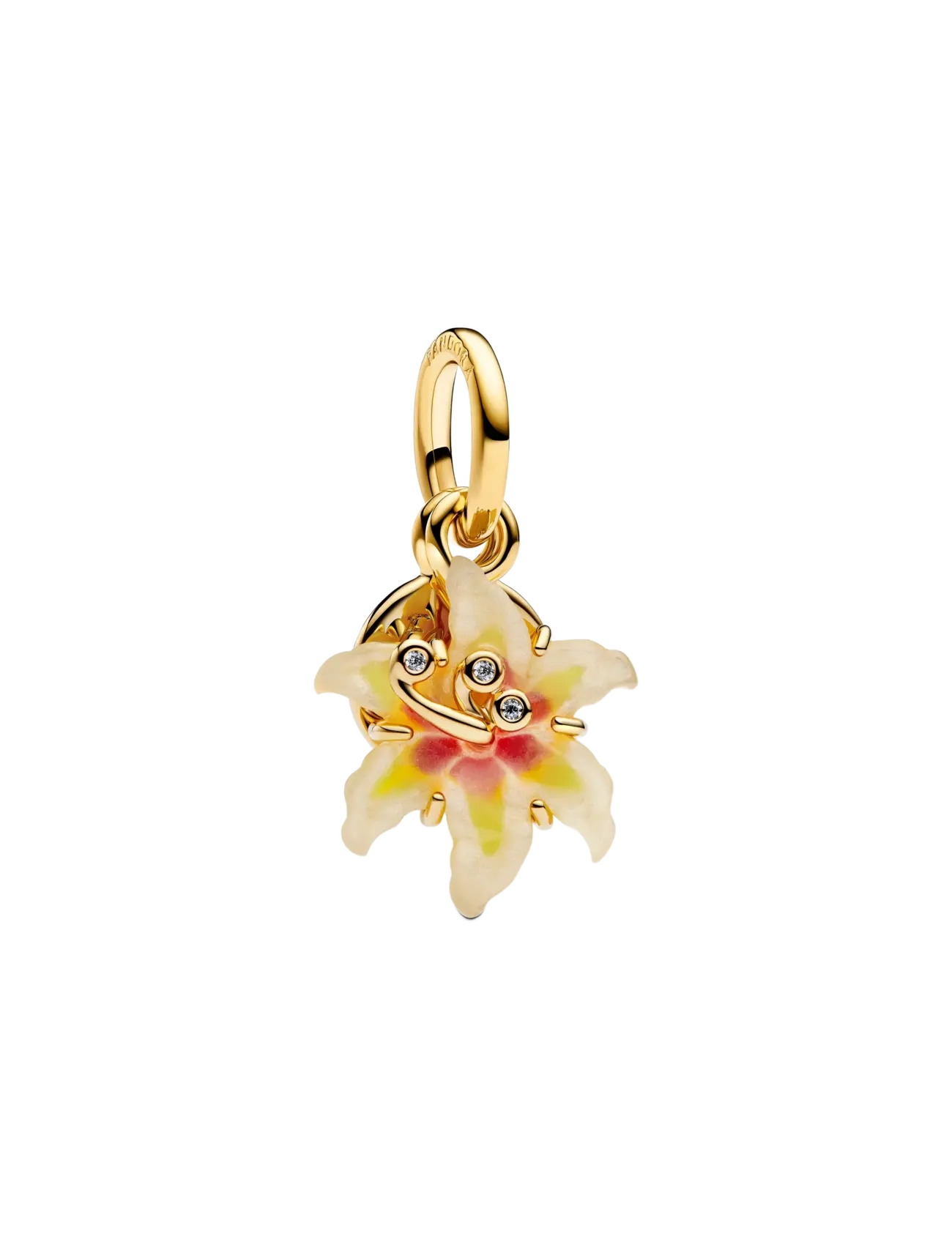 Pandora - Disney Tangled Flower 14k gold-plated double dangle with clear cubic zirconia, yellow bioresin man-m - yellow - 1