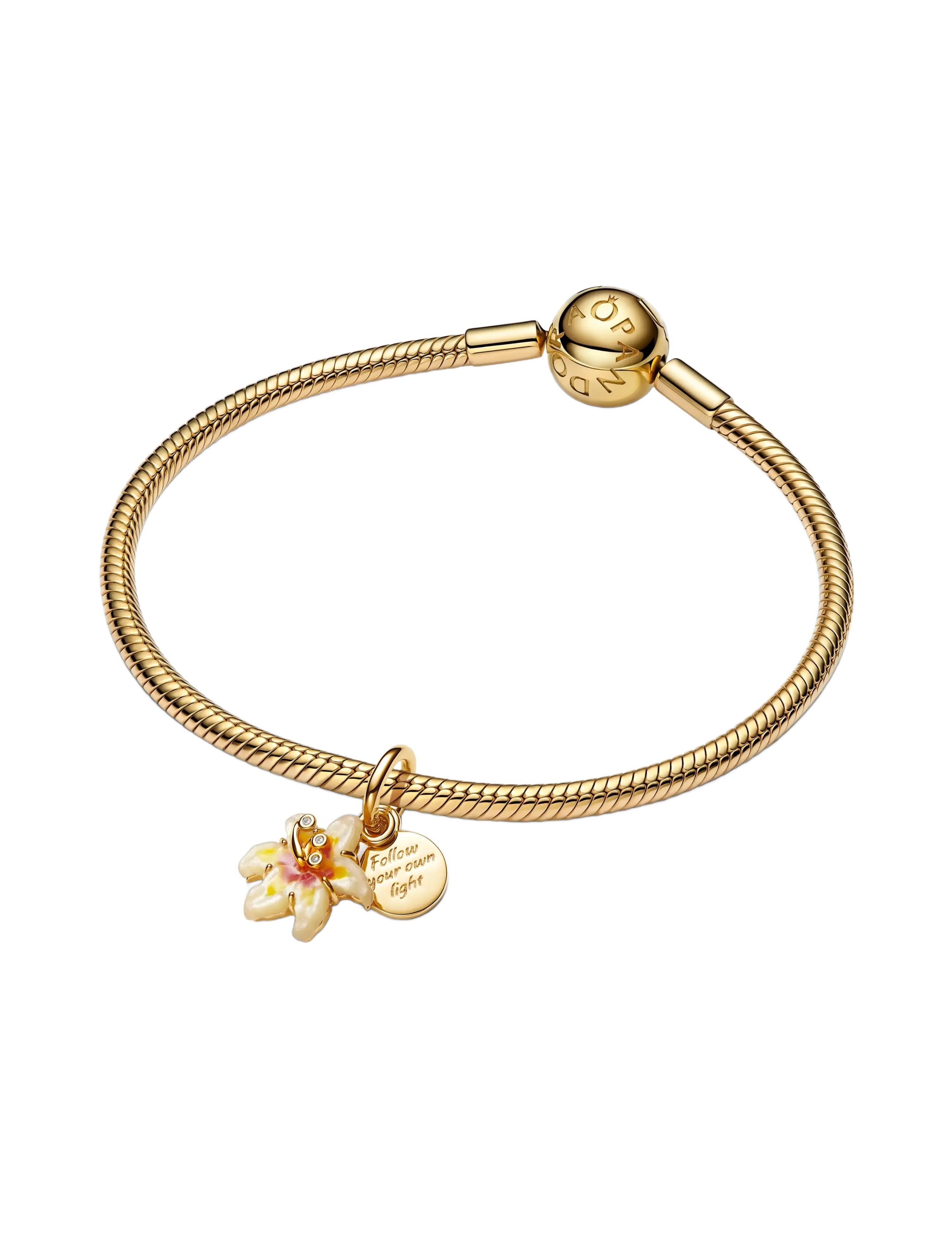 Pandora - Disney Tangled Flower 14k gold-plated double dangle with clear cubic zirconia, yellow bioresin man-m - yellow - 3