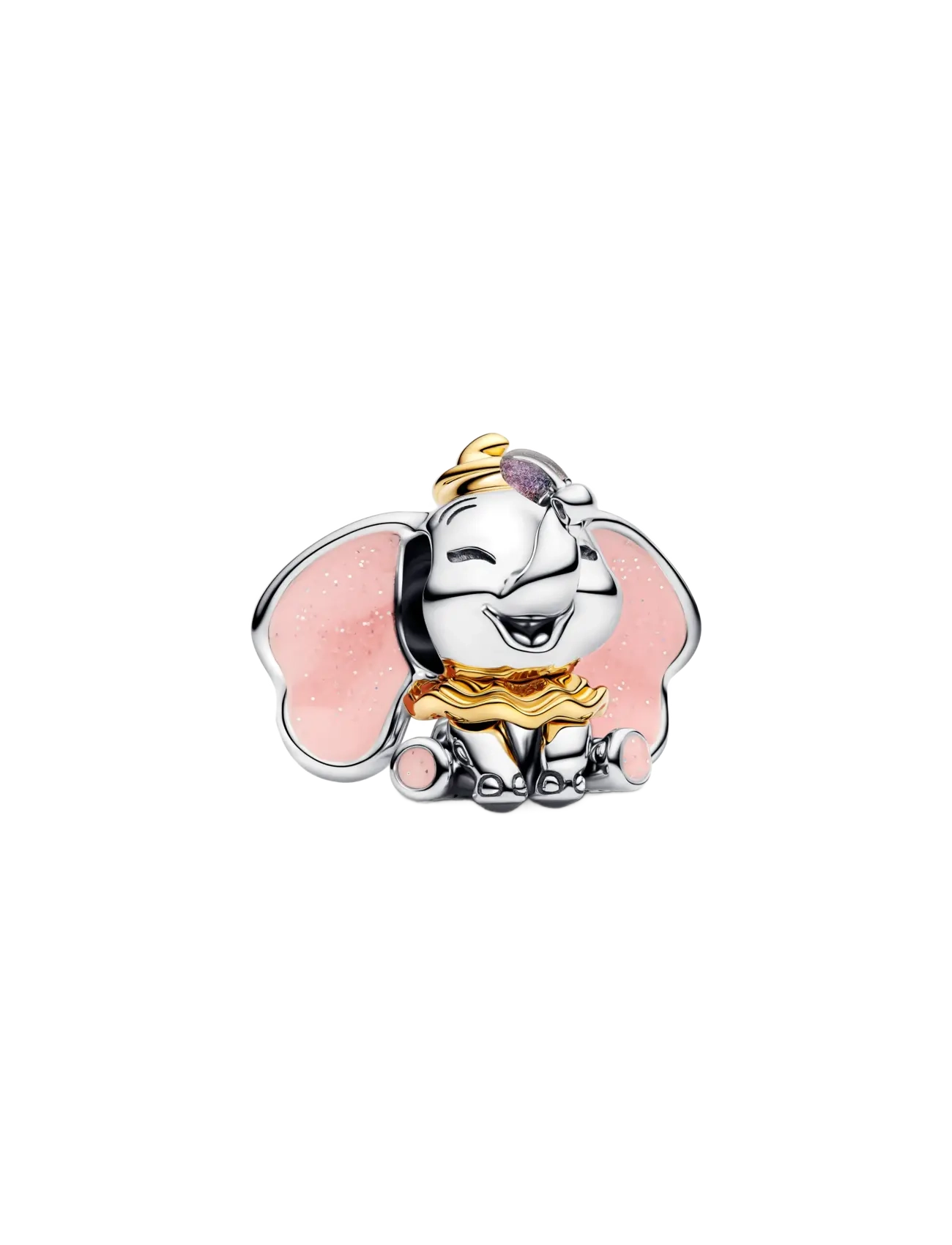 Pandora Disney Dumbo sterling silver and 14k gold-plated charm with glittery pink and purple enamel - Samarbejder - PINK / silver