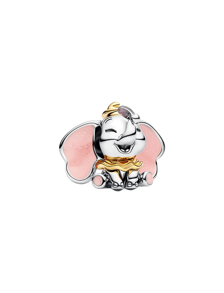 Pandora - Disney Dumbo sterling silver and 14k gold-plated charm with glittery pink and purple enamel - pink - 1