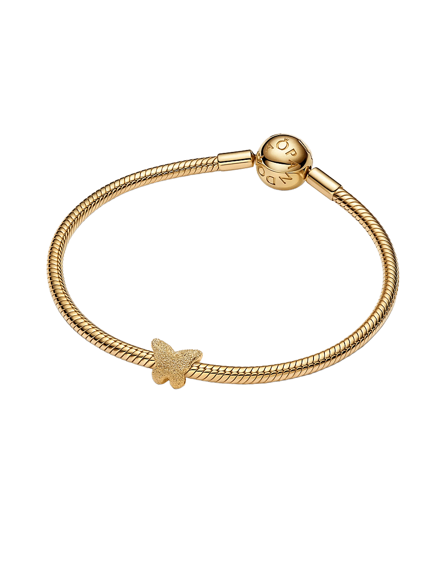 Pandora - Textured butterfly 14k gold-plated mini charm - vedhæng - no color - 2