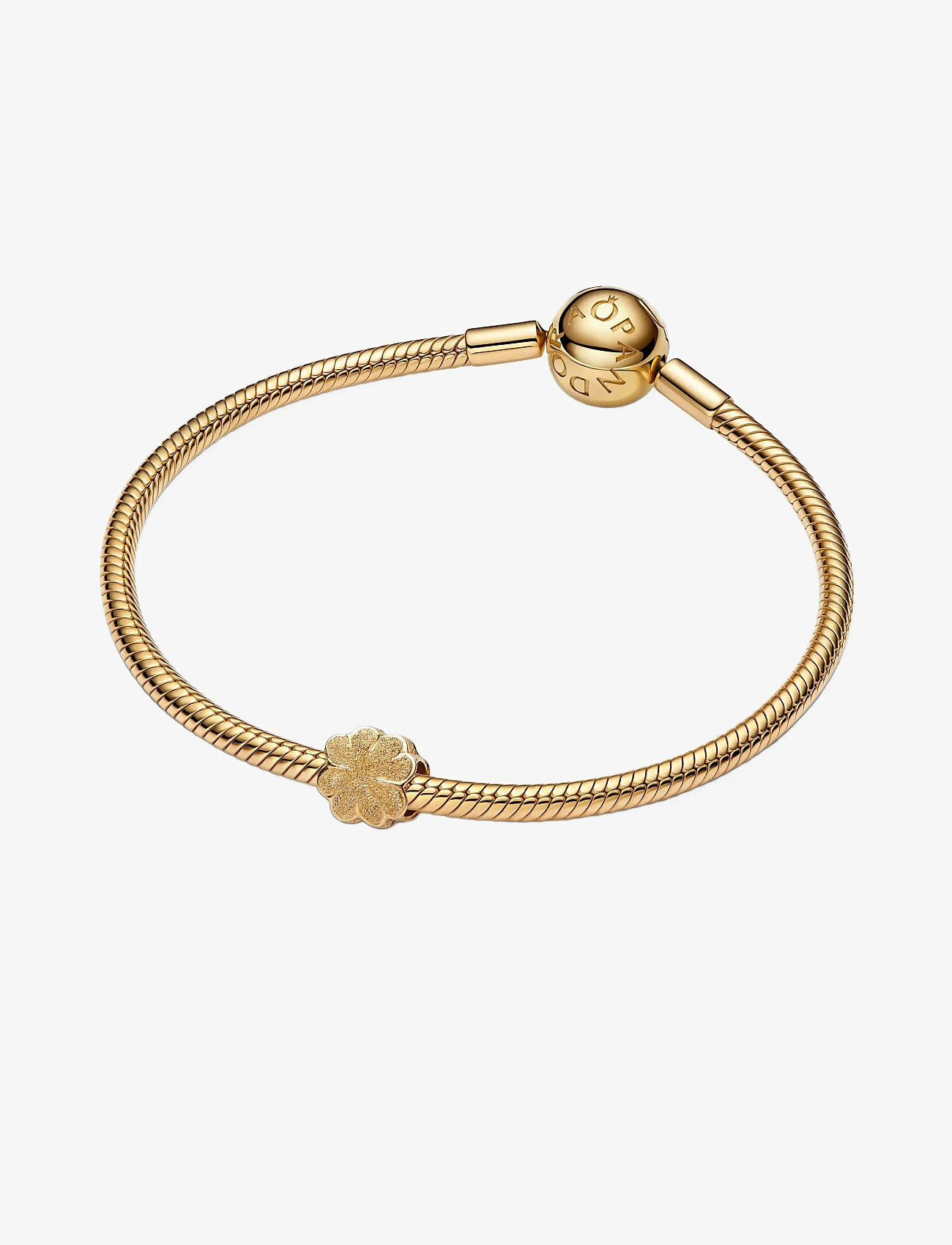 Pandora - Textured clover 14k gold-plated mini charm - no color - 2