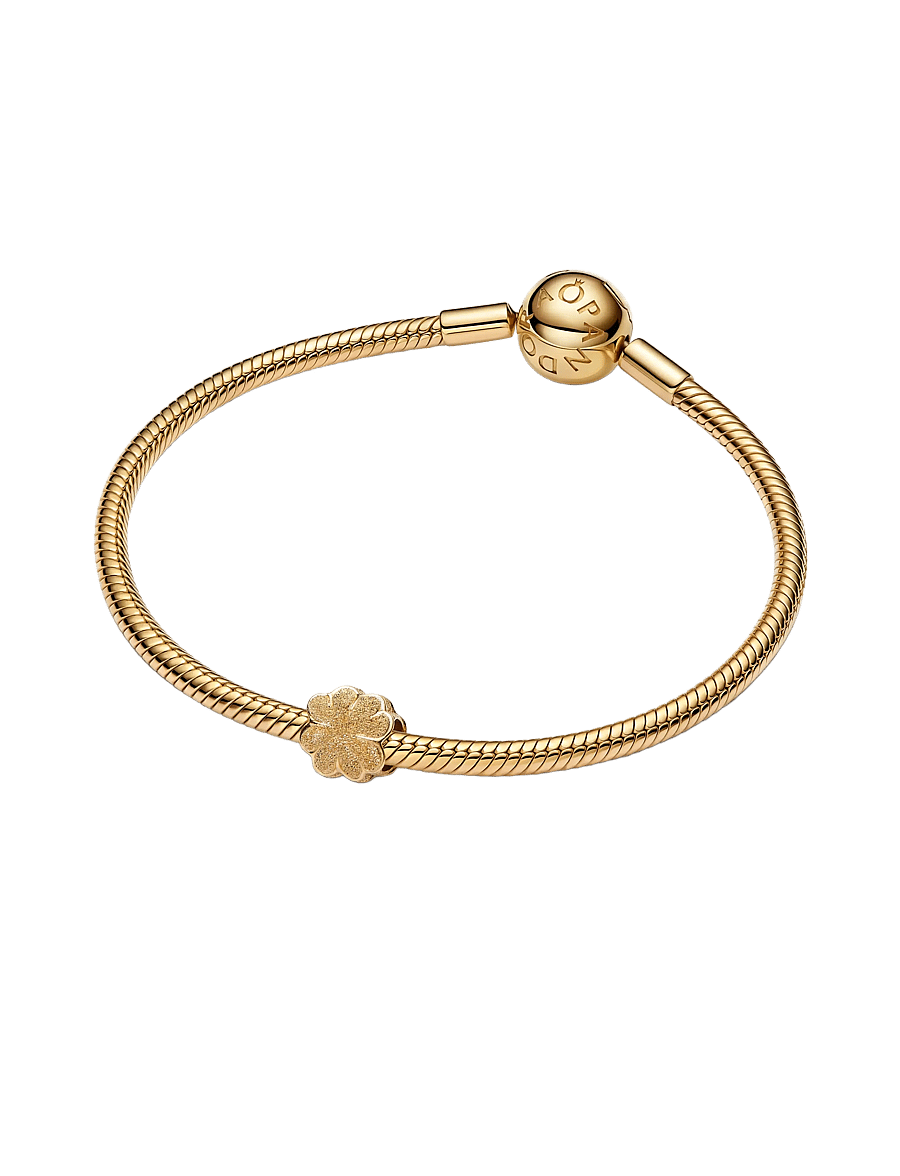 Pandora - Textured clover 14k gold-plated mini charm - vedhæng - no color - 2