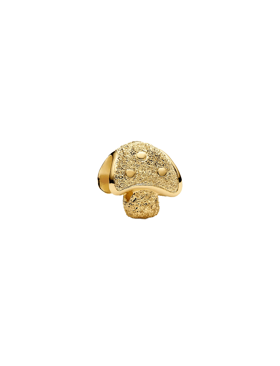 Pandora - Textured mushroom 14k gold-plated mini charm - no color - 1
