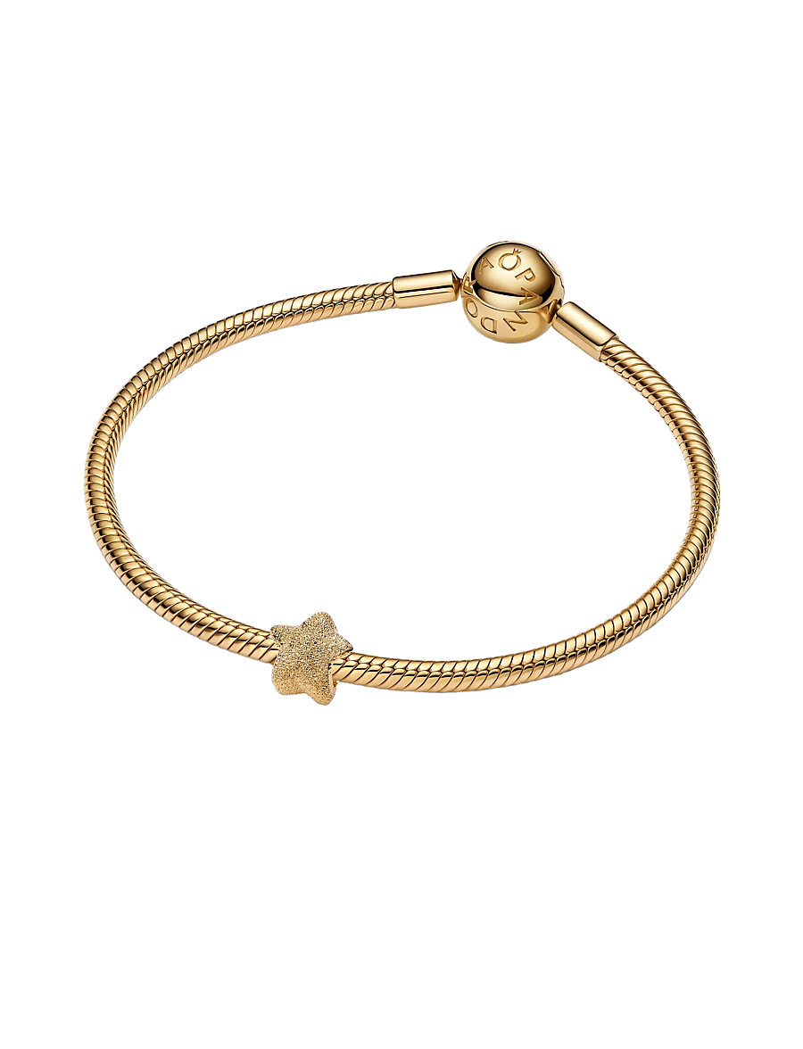 Pandora - Textured star 14k gold-plated mini charm - vedhæng - no color - 2