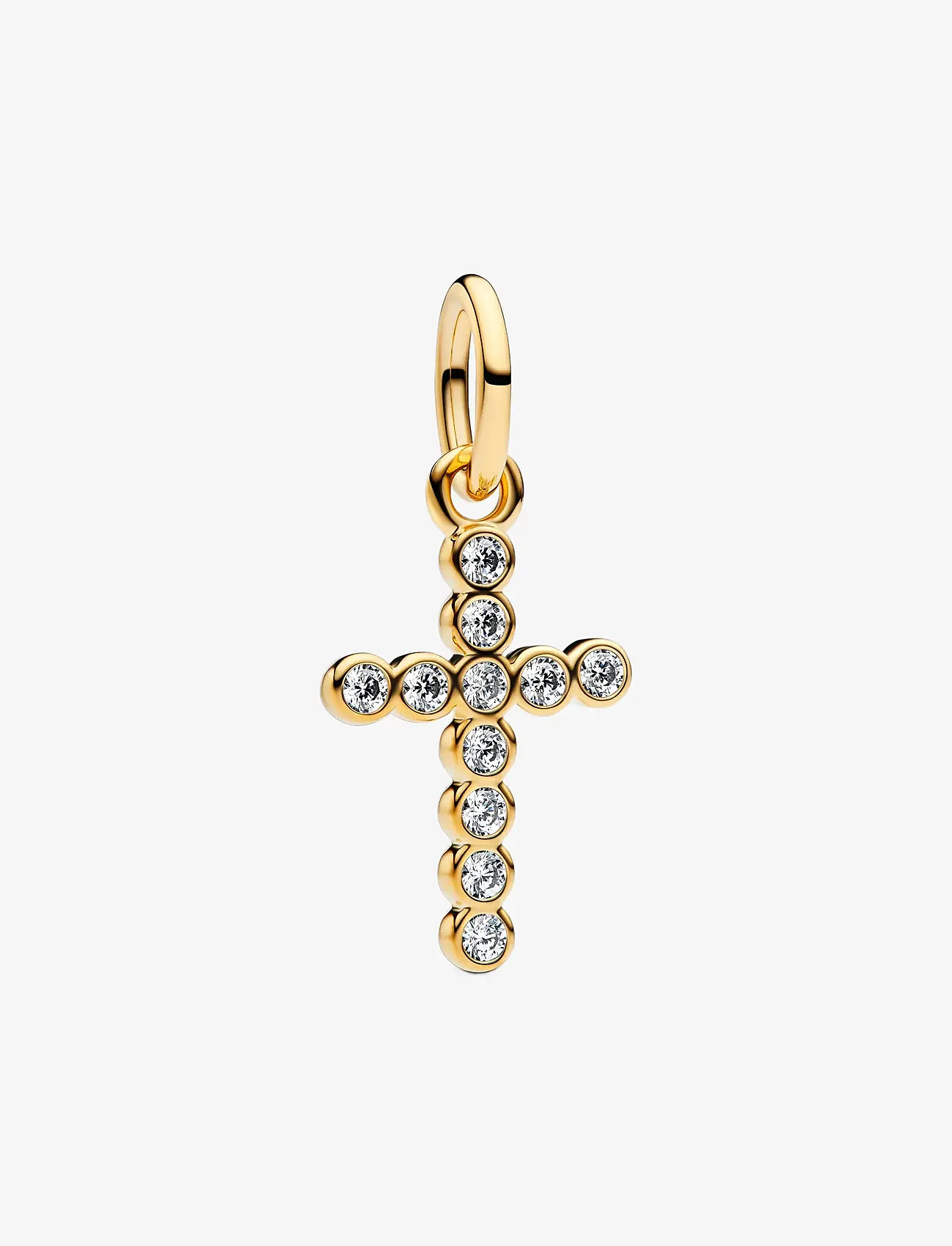 Pandora - Cross 14k gold-plated dangle with clear cubic zirconia - vedhæng - clear - 1