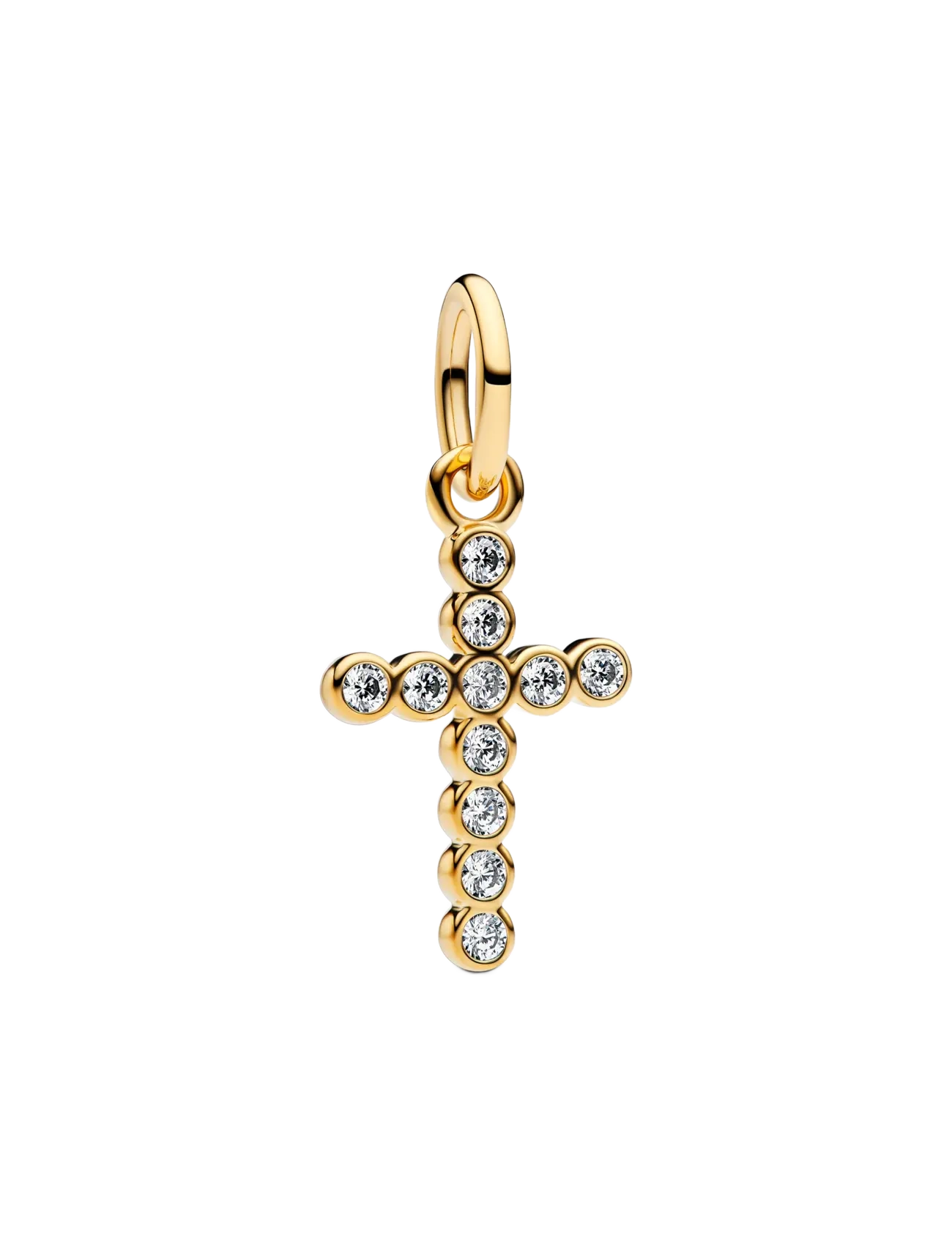 Pandora Cross 14k gold-plated dangle with clear cubic zirconia - Charms - CLEAR / undefined