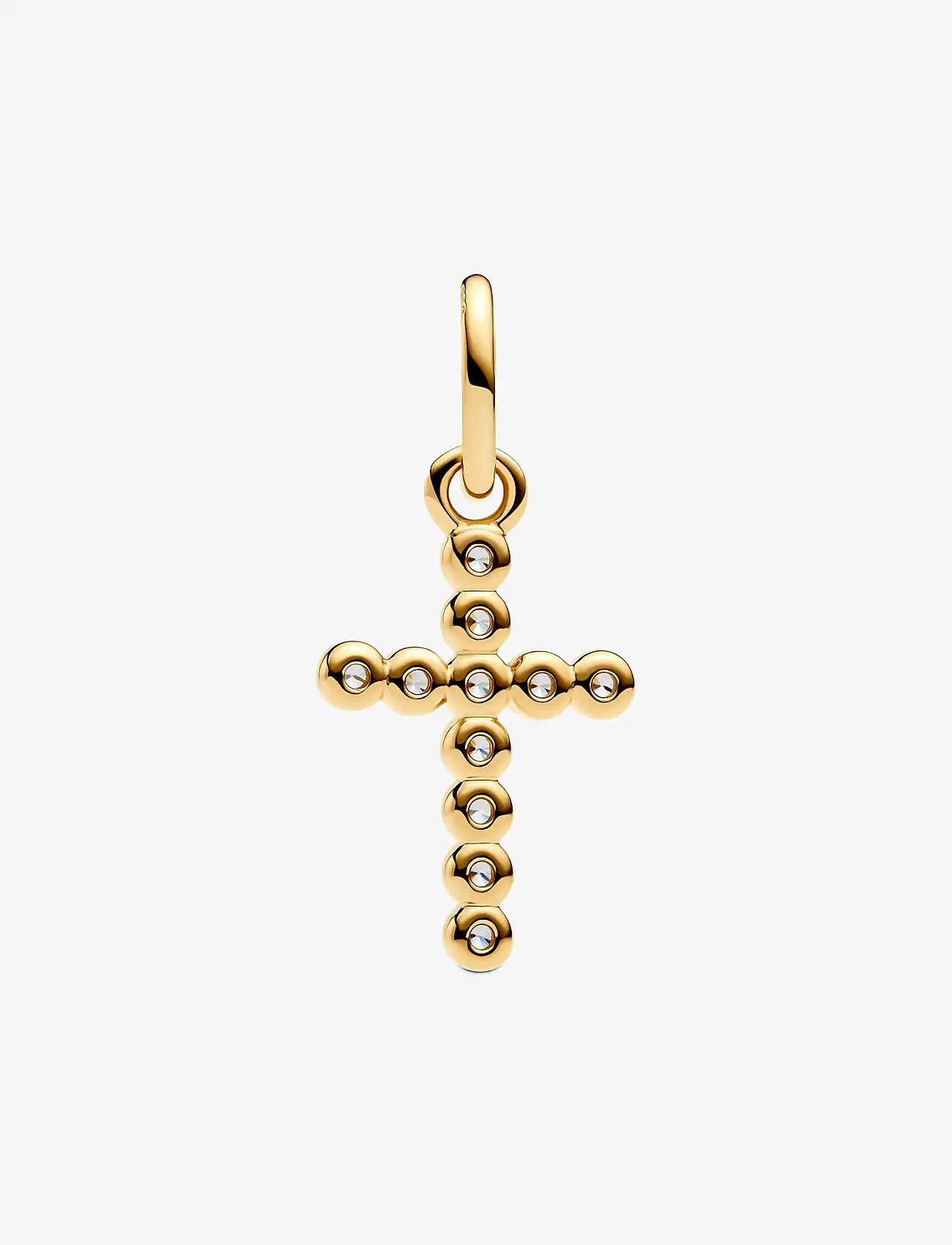 Pandora - Cross 14k gold-plated dangle with clear cubic zirconia - vedhæng - clear - 2