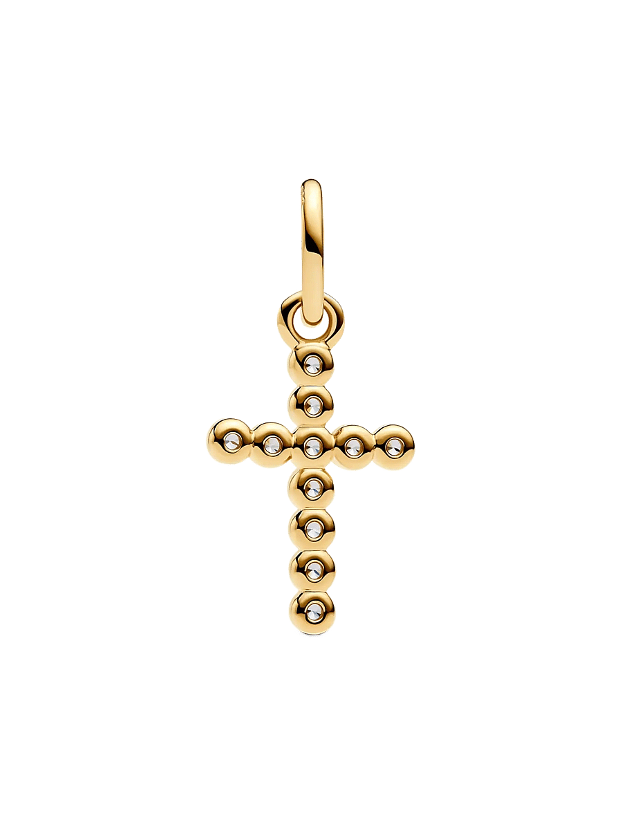 Pandora - Cross 14k gold-plated dangle with clear cubic zirconia - hengiskraut - clear - 2