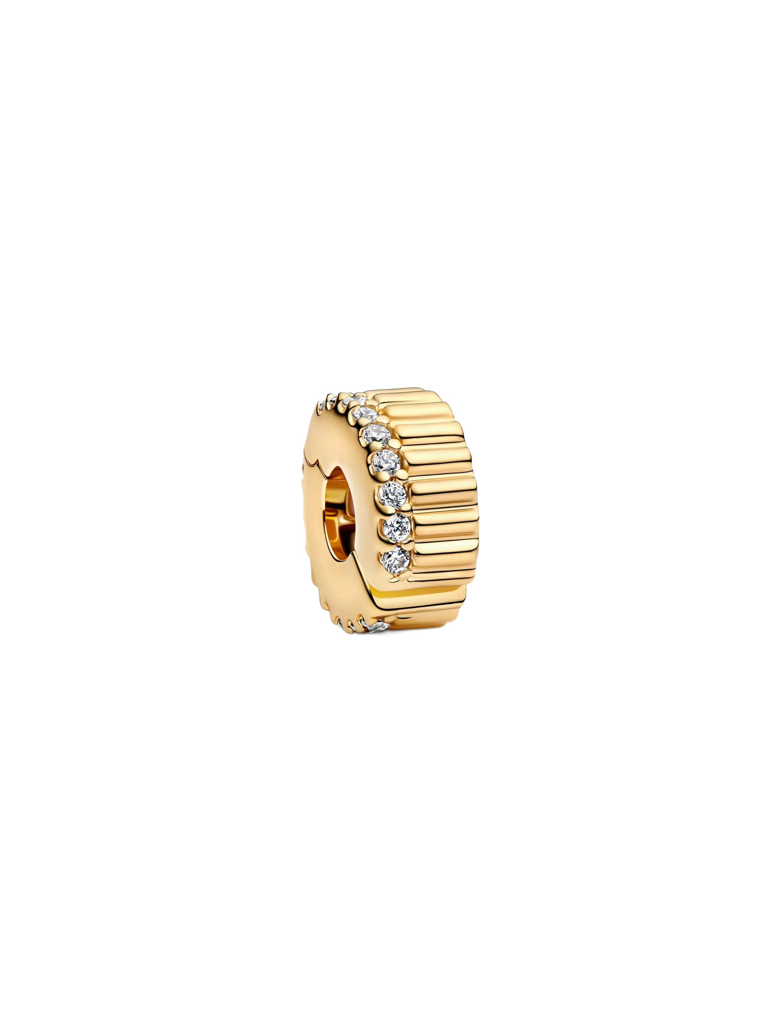 Pandora 14k gold-plated clip with clear cubic zirconia and silicone grip - Festtøj - CLEAR / undefined