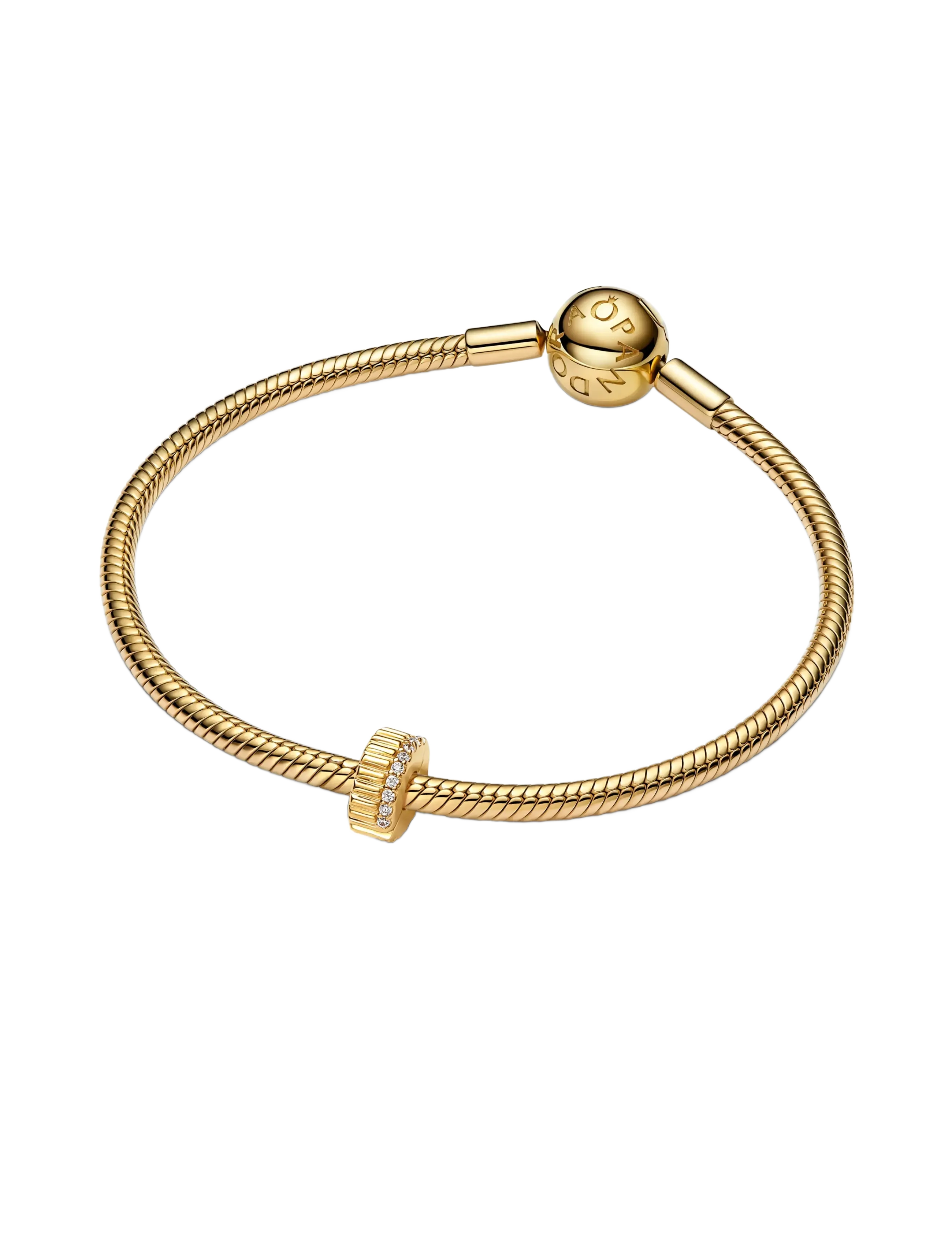 Pandora - 14k gold-plated clip with clear cubic zirconia and silicone grip - pendentifs - clear - 1
