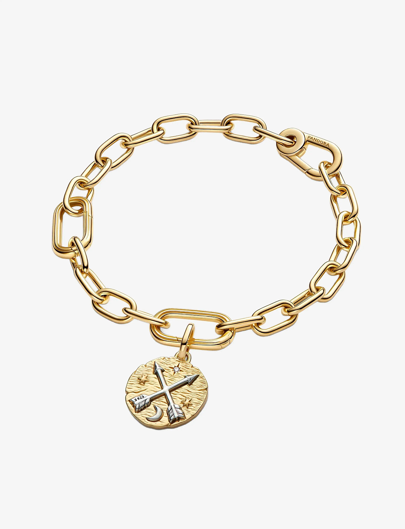 Pandora - Crossing arrows sterling silver and 14k gold-plated medallion with clear cubic zirconia - ripatsid - clear - 2