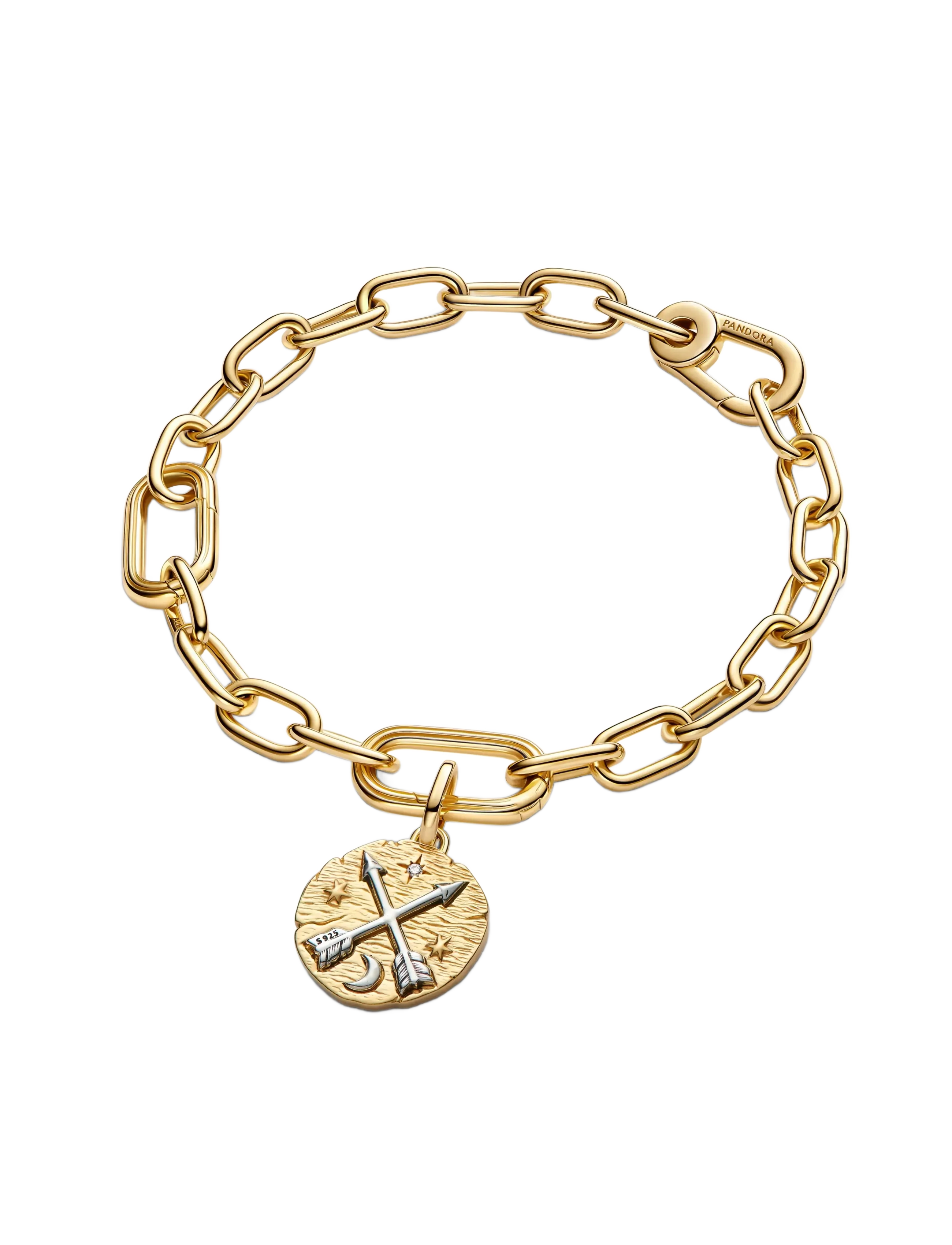 Pandora - Crossing arrows sterling silver and 14k gold-plated medallion with clear cubic zirconia - anhänger - clear - 2