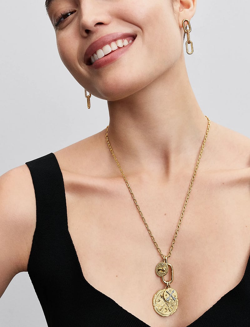 Pandora - Crossing arrows sterling silver and 14k gold-plated medallion with clear cubic zirconia - hängen & berlocker - clear - 3