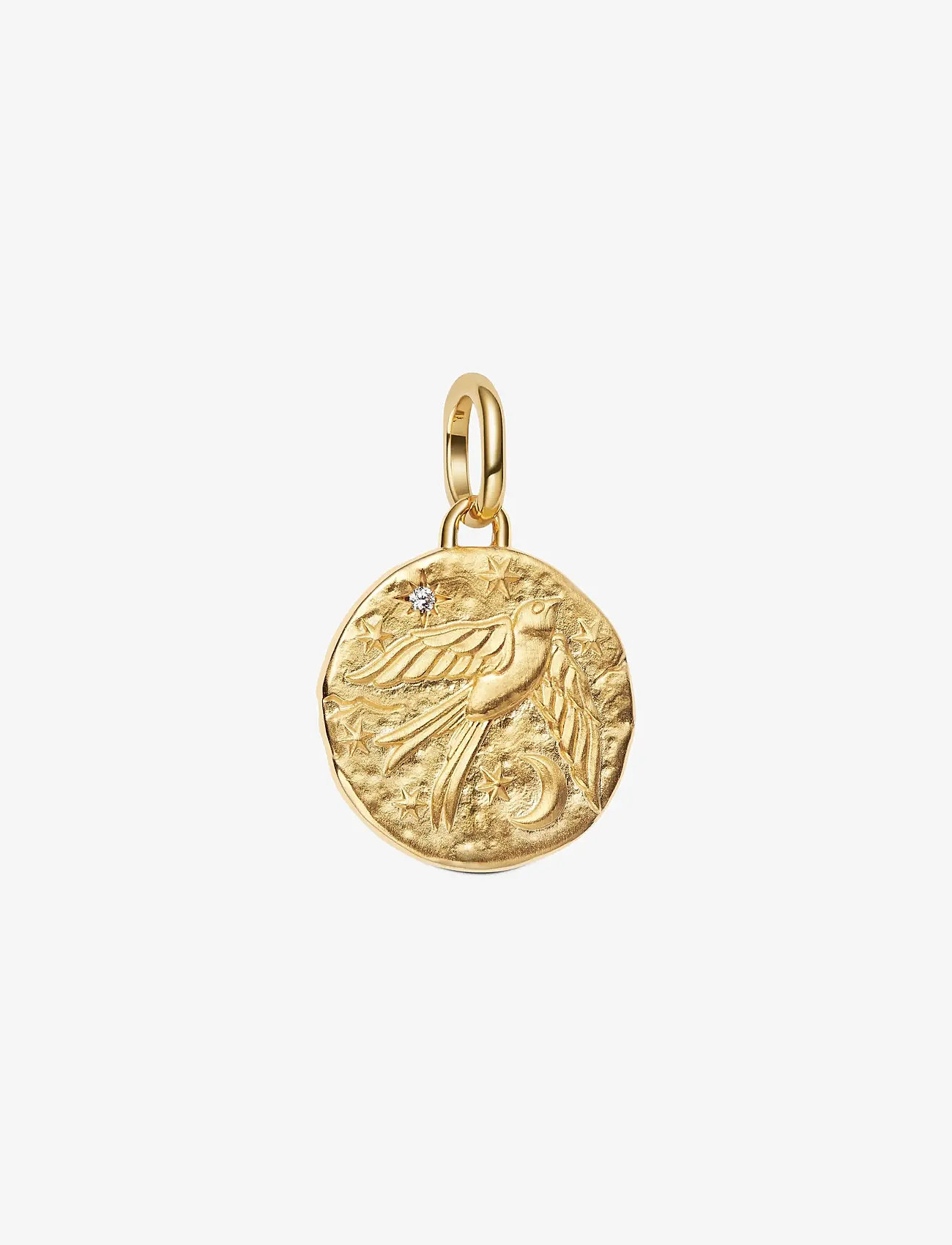 Pandora - Swallow 14k gold-plated medallion with clear cubic zirconia - hängen & berlocker - clear - 1