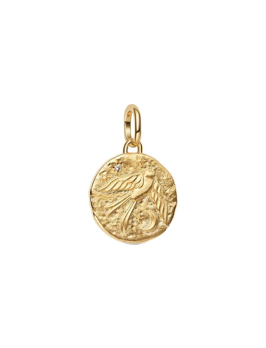 Pandora - Swallow 14k gold-plated medallion with clear cubic zirconia - anhänger - clear - 1