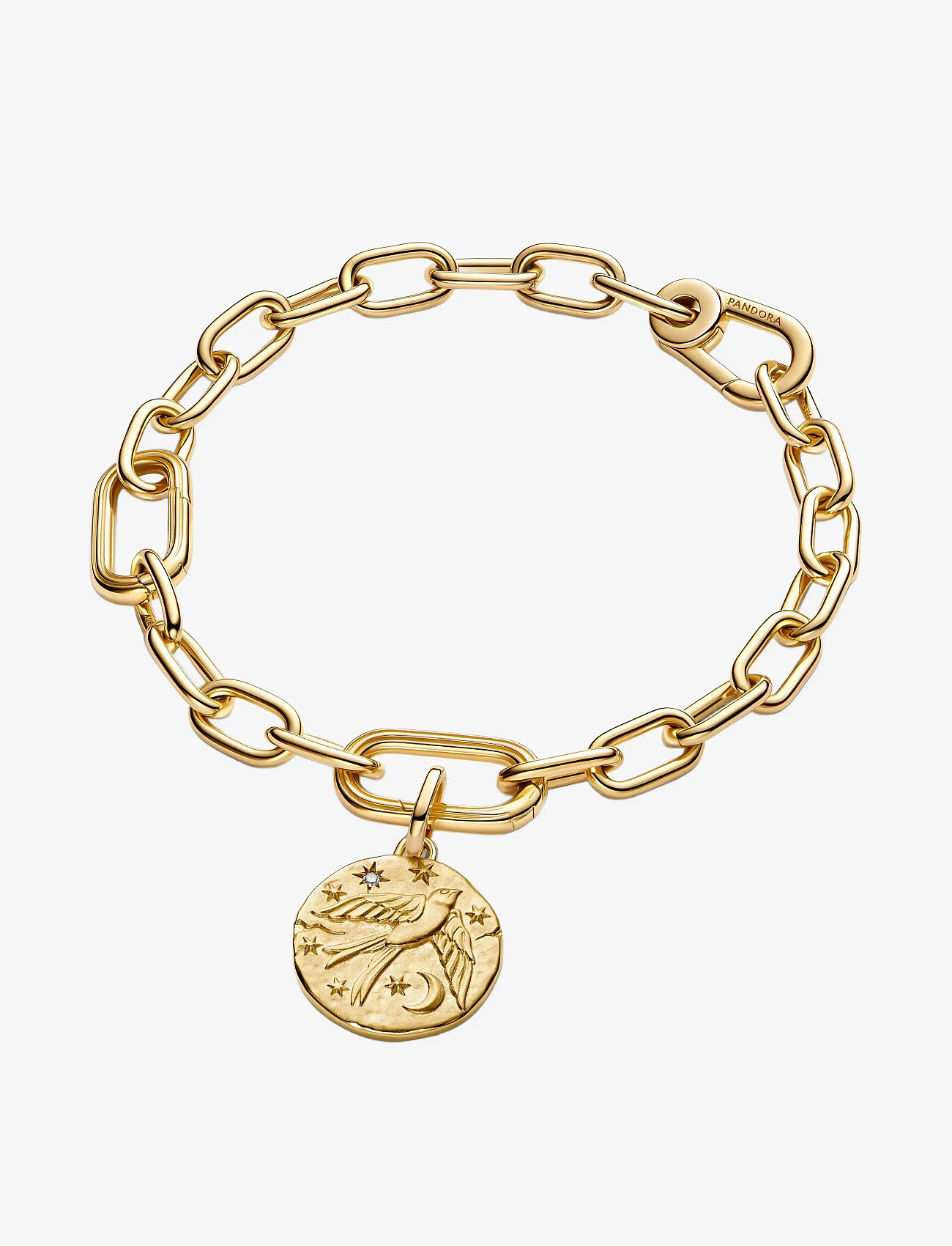 Pandora - Swallow 14k gold-plated medallion with clear cubic zirconia - hängen & berlocker - clear - 3