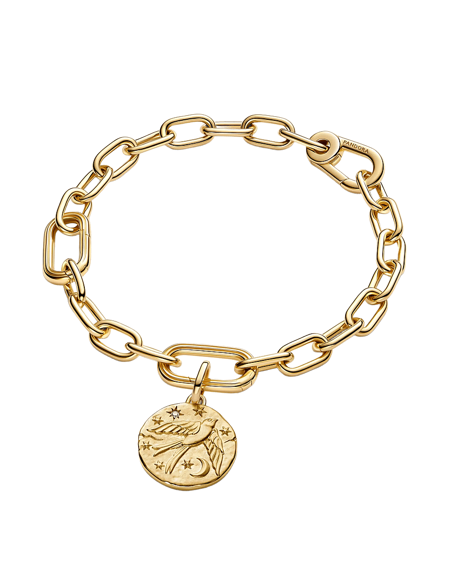 Pandora - Swallow 14k gold-plated medallion with clear cubic zirconia - anhänger - clear - 3