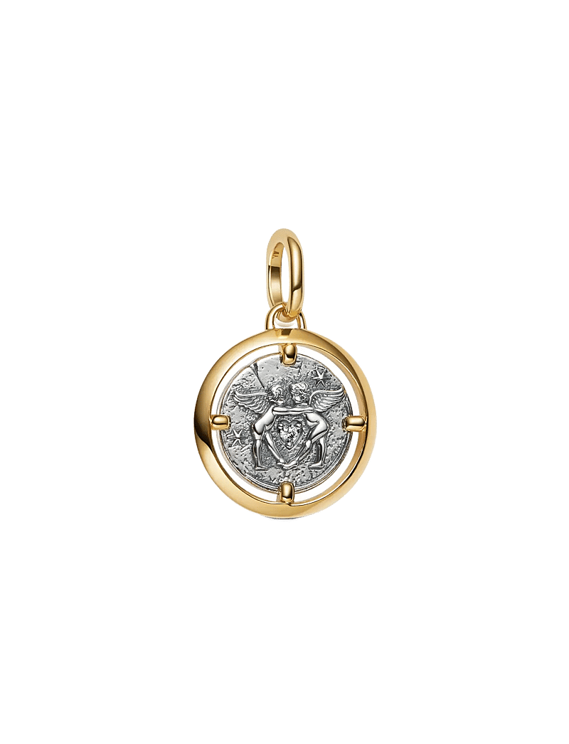 Pandora - Cupids sterling silver and 14k gold-plated medallion with clear cubic zirconia - hängen & berlocker - clear - 1