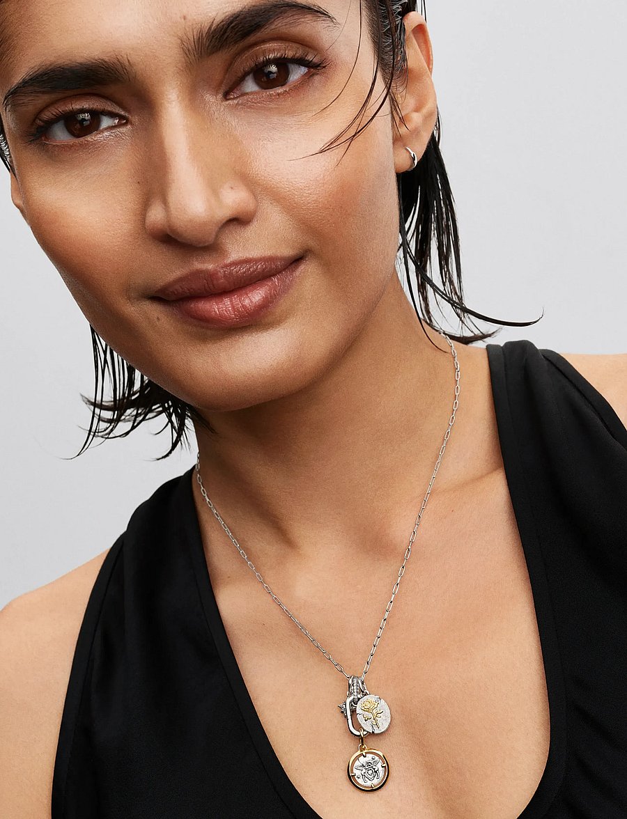 Pandora - Cupids sterling silver and 14k gold-plated medallion with clear cubic zirconia - pendentifs - clear - 4