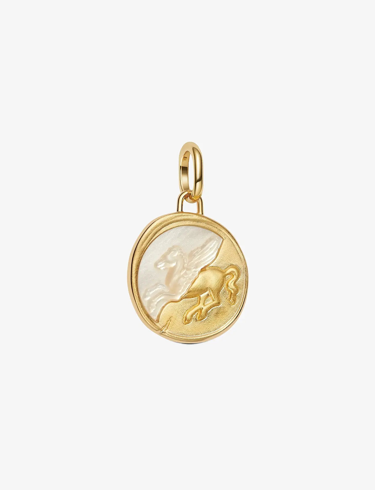 Pandora - Pegasus 14k gold-plated medallion with golden white bioresin man-made mother of pearl - hängen & berlocker - white - 1