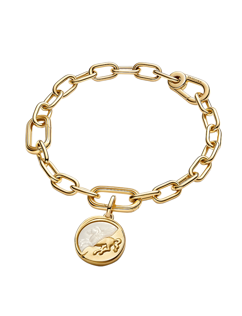 Pandora - Pegasus 14k gold-plated medallion with golden white bioresin man-made mother of pearl - hängen & berlocker - white - 3