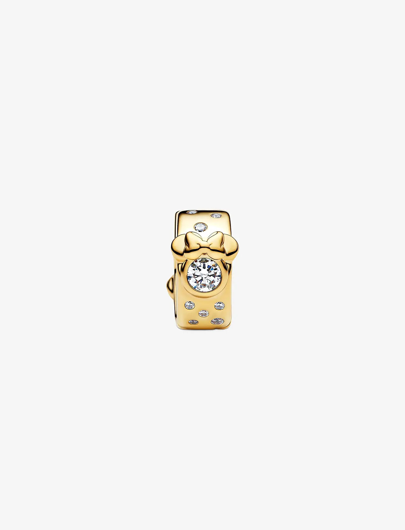 Pandora - Disney Mickey and Minnie Mouse 14k gold-plated clip with clear cubic zirconia and silicone grip - vedhæng - clear - 2