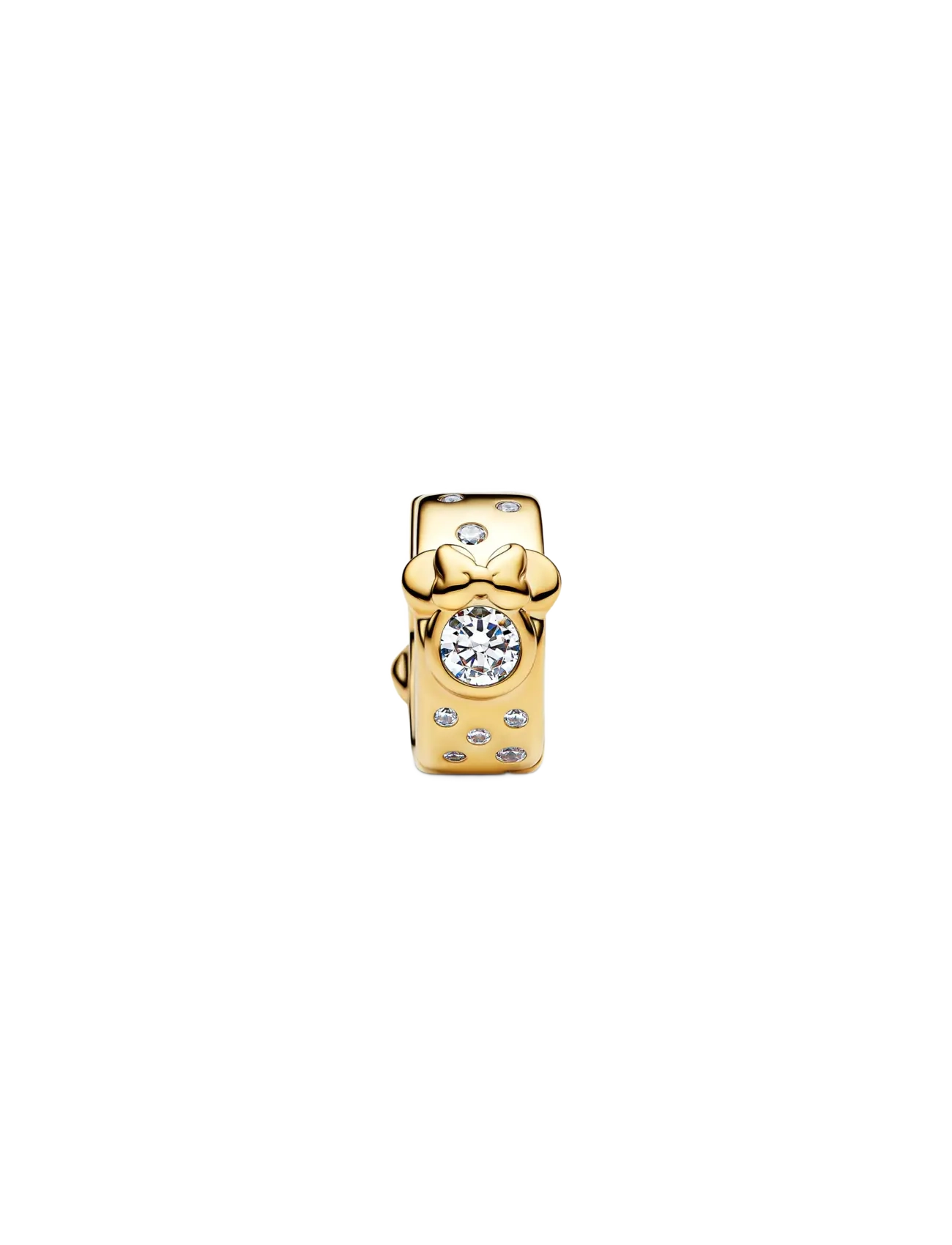 Pandora - Disney Mickey and Minnie Mouse 14k gold-plated clip with clear cubic zirconia and silicone grip - clear - 2