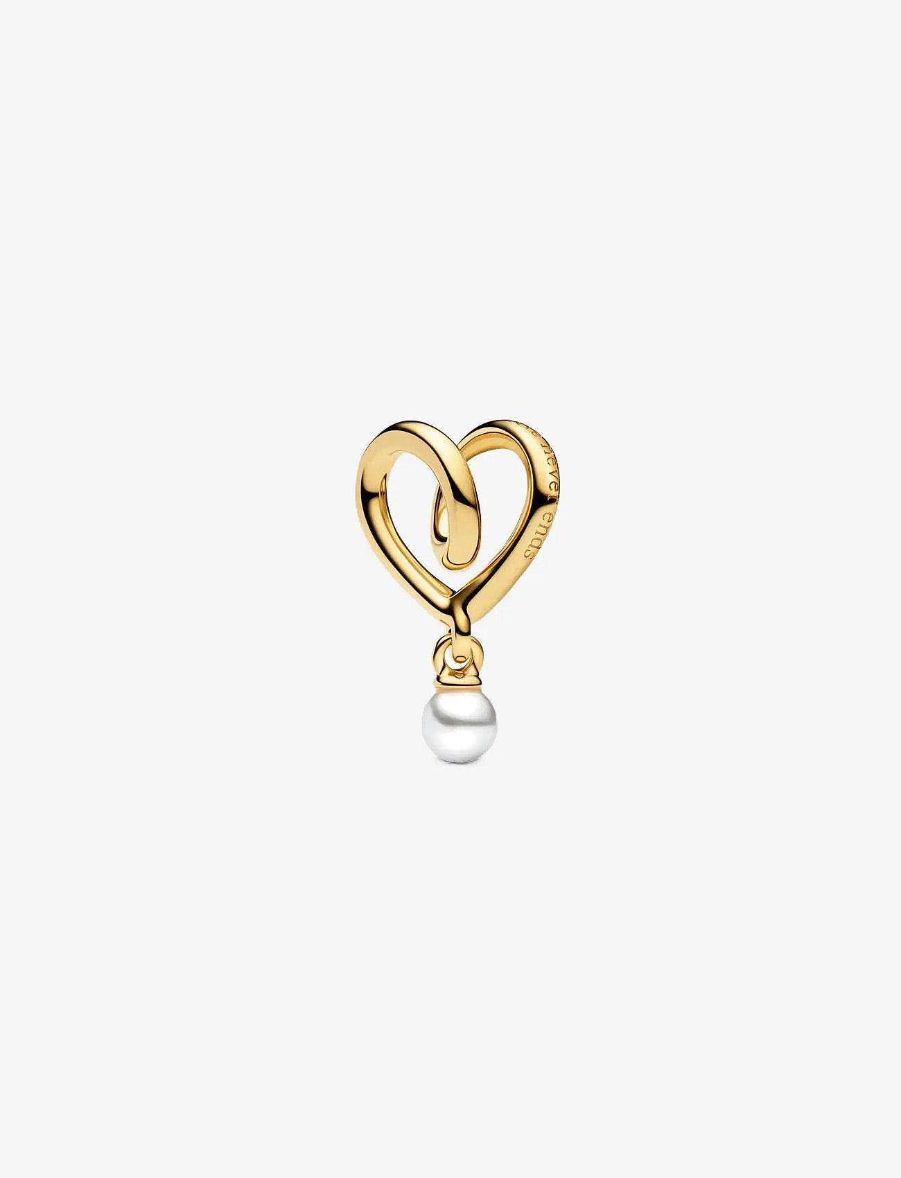 Pandora - Wrapped heart 14k gold-plated charm with white lacquered artificial pearl - ripatsid - white - 1