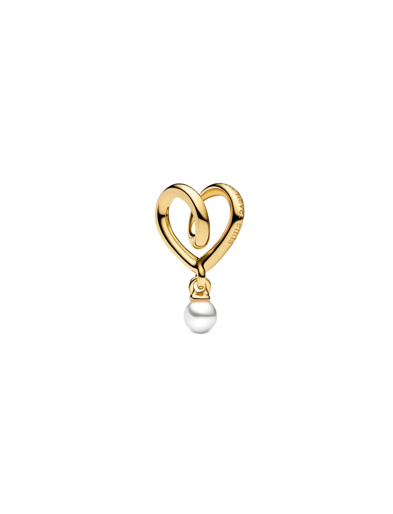 Pandora Wrapped heart 14k gold-plated charm with white lacquered artificial pearl - Charms - WHITE / gold