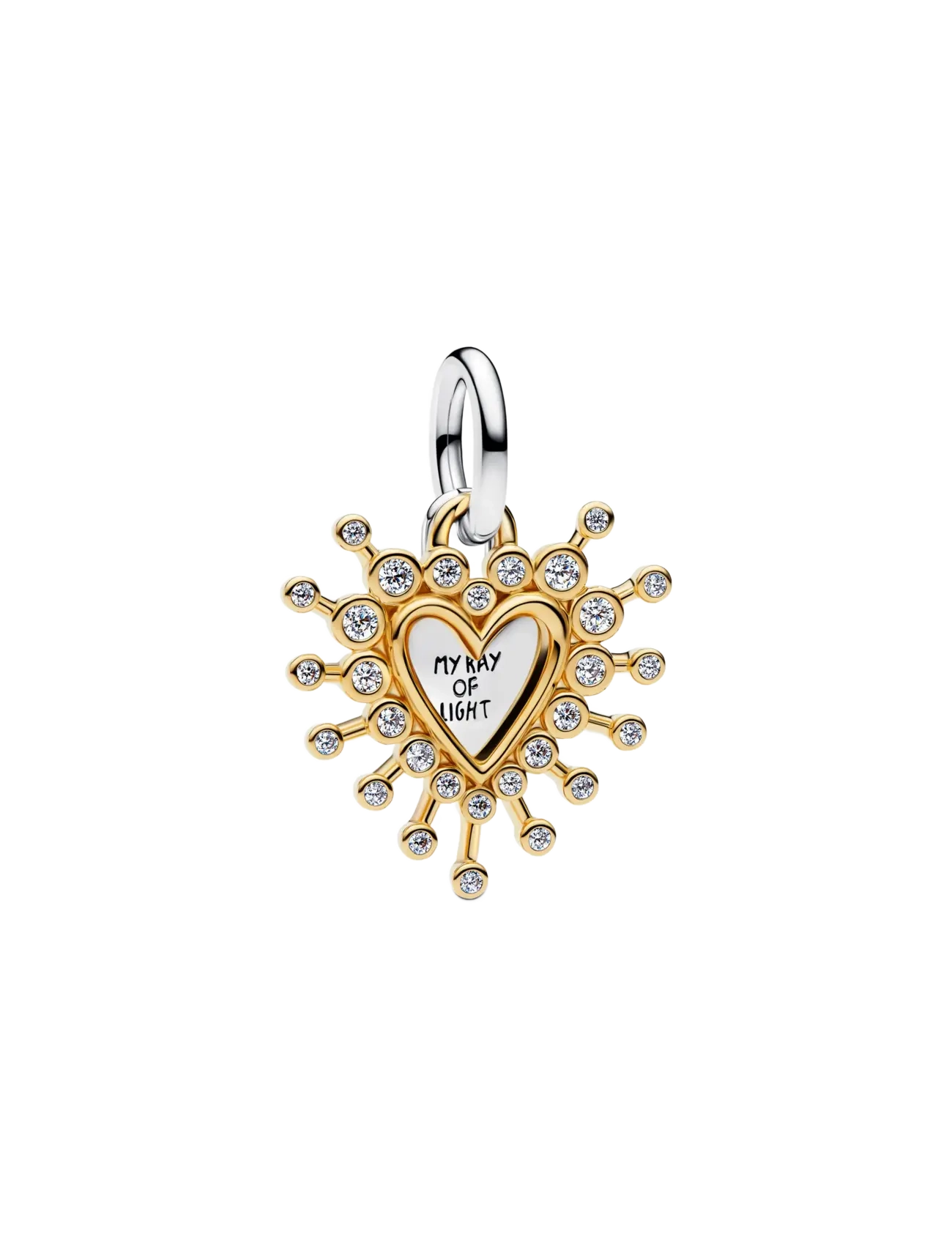 Pandora Heart sterling silver and 14k gold-plated double dangle with clear cubic zirconia - Festtøj - CLEAR / undefined