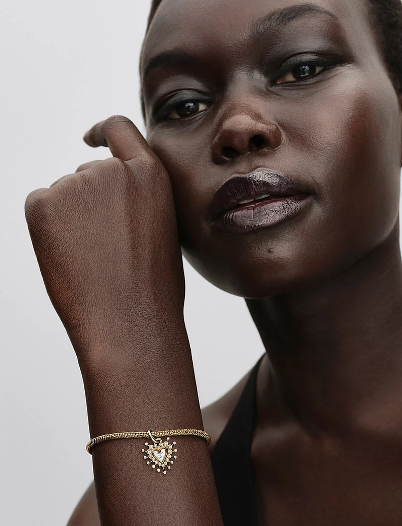 Pandora - Heart sterling silver and 14k gold-plated double dangle with clear cubic zirconia - anhänger - clear - 0