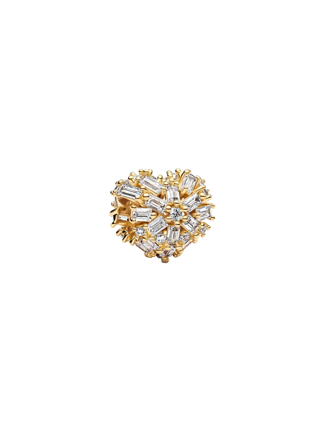 Pandora - Heart 14k gold-plated charm with clear cubic zirconia - clear - 1