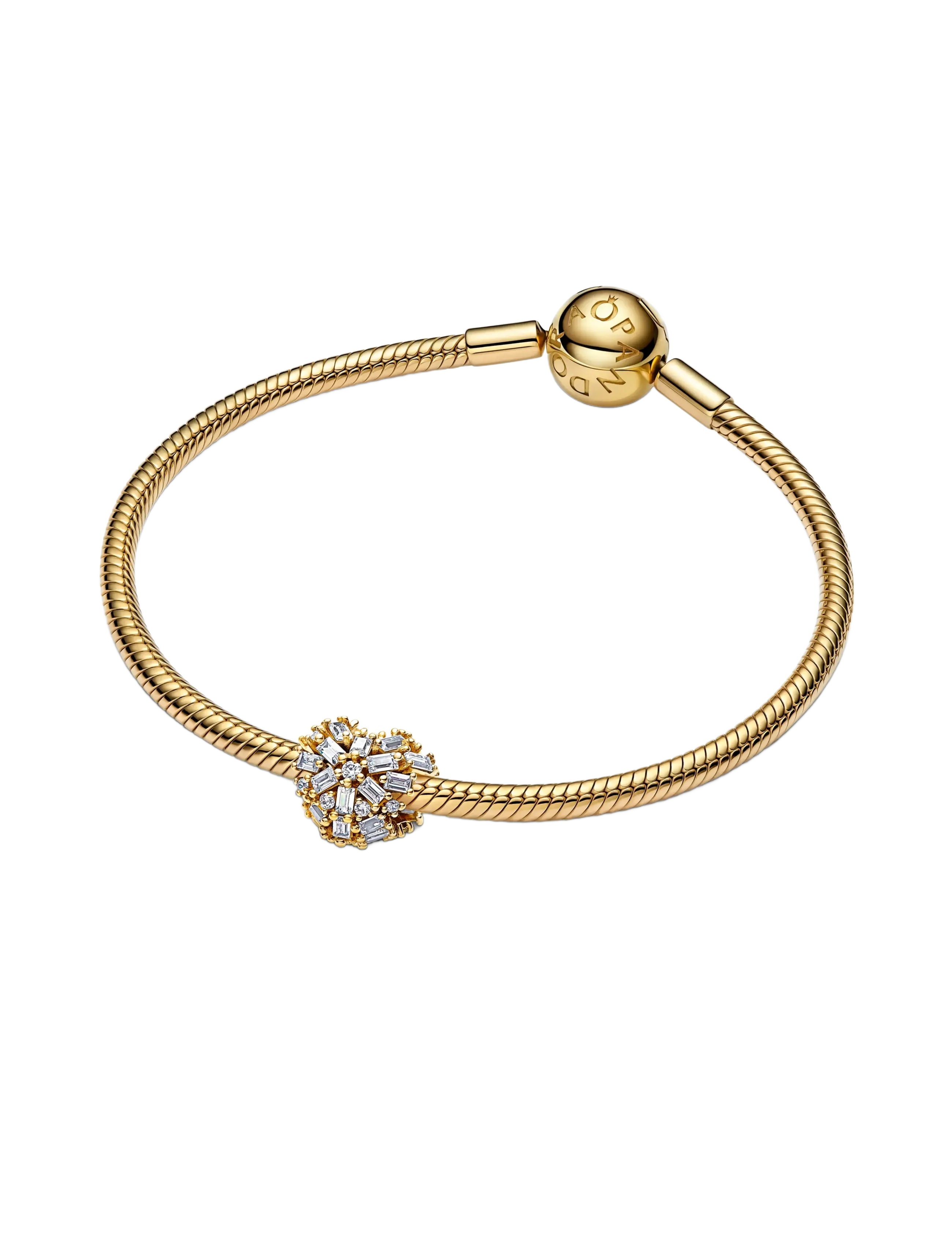 Pandora - Heart 14k gold-plated charm with clear cubic zirconia - clear - 2