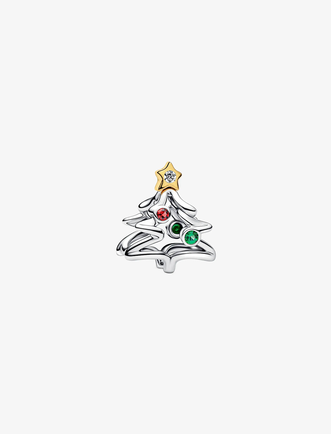 Pandora - Christmas tree sterling silver and 14k gold-plated charm - anhänger - red - 1