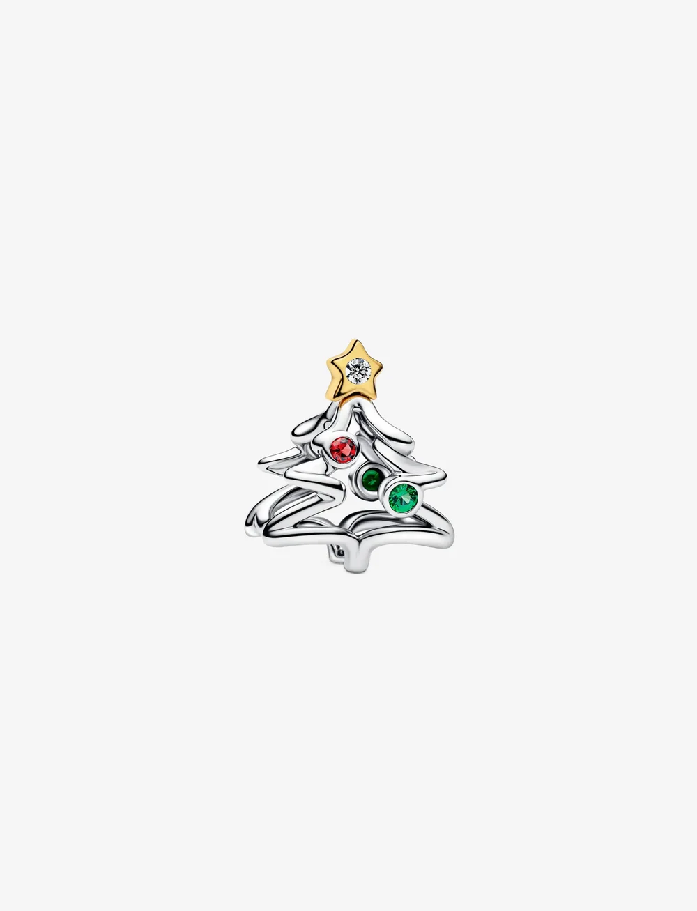 Pandora - Christmas tree sterling silver and 14k gold-plated charm - kuloni - red - 1