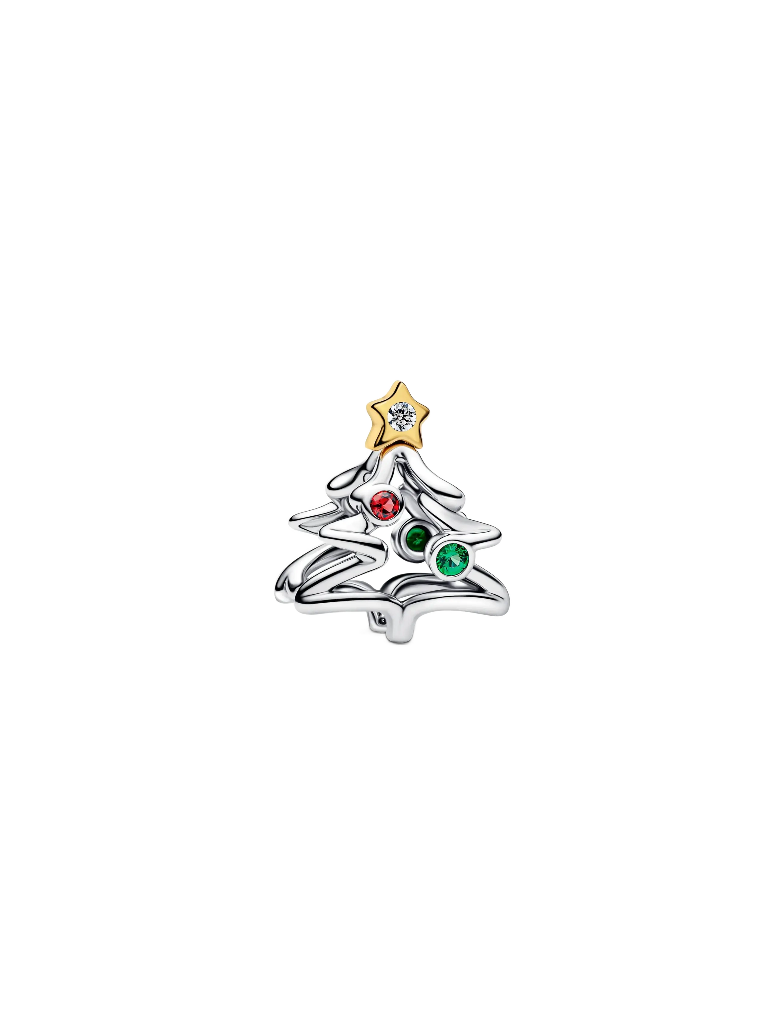 Pandora Christmas tree sterling silver and 14k gold-plated charm - Charms - RED / silver