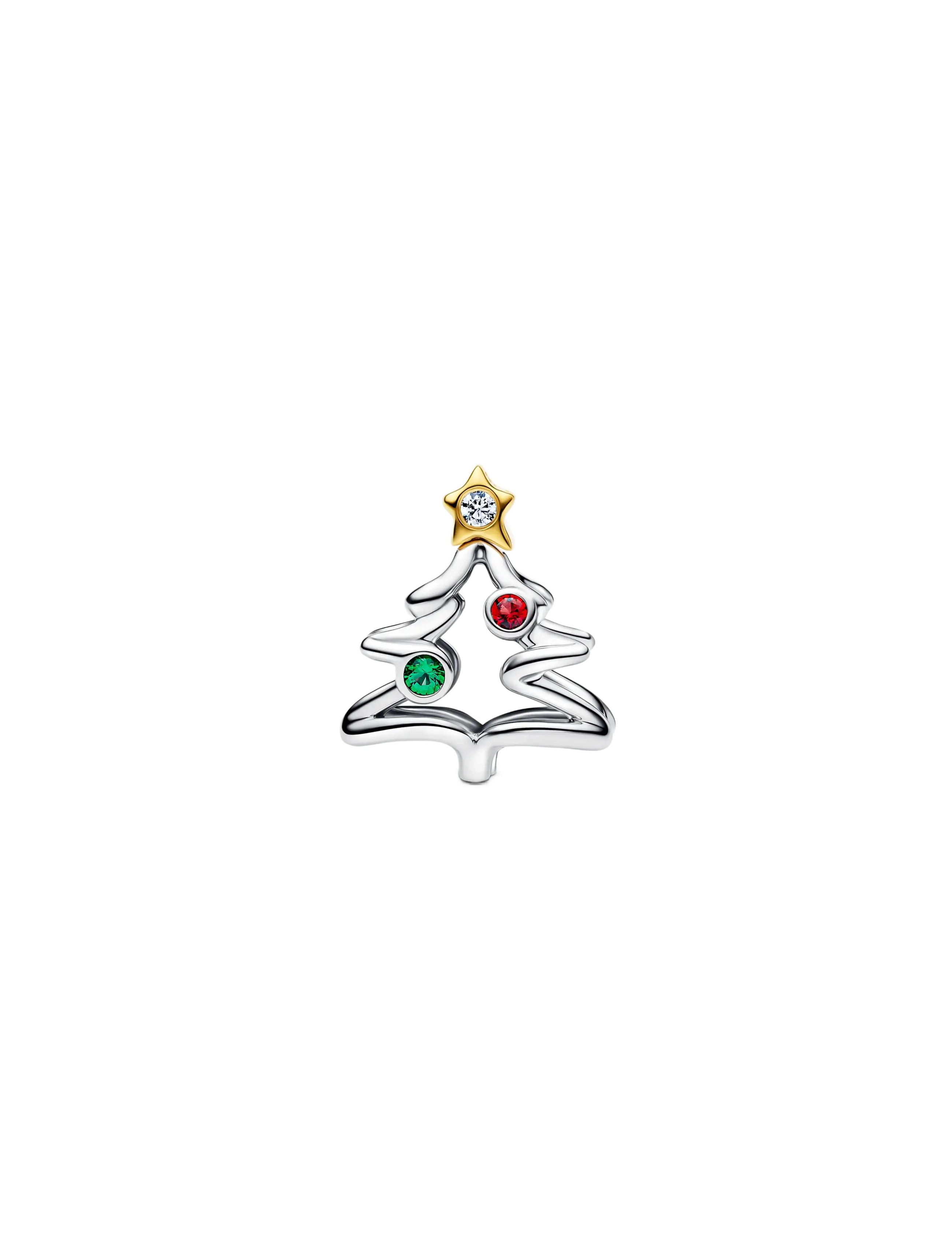 Pandora - Christmas tree sterling silver and 14k gold-plated charm - hangers - red - 2