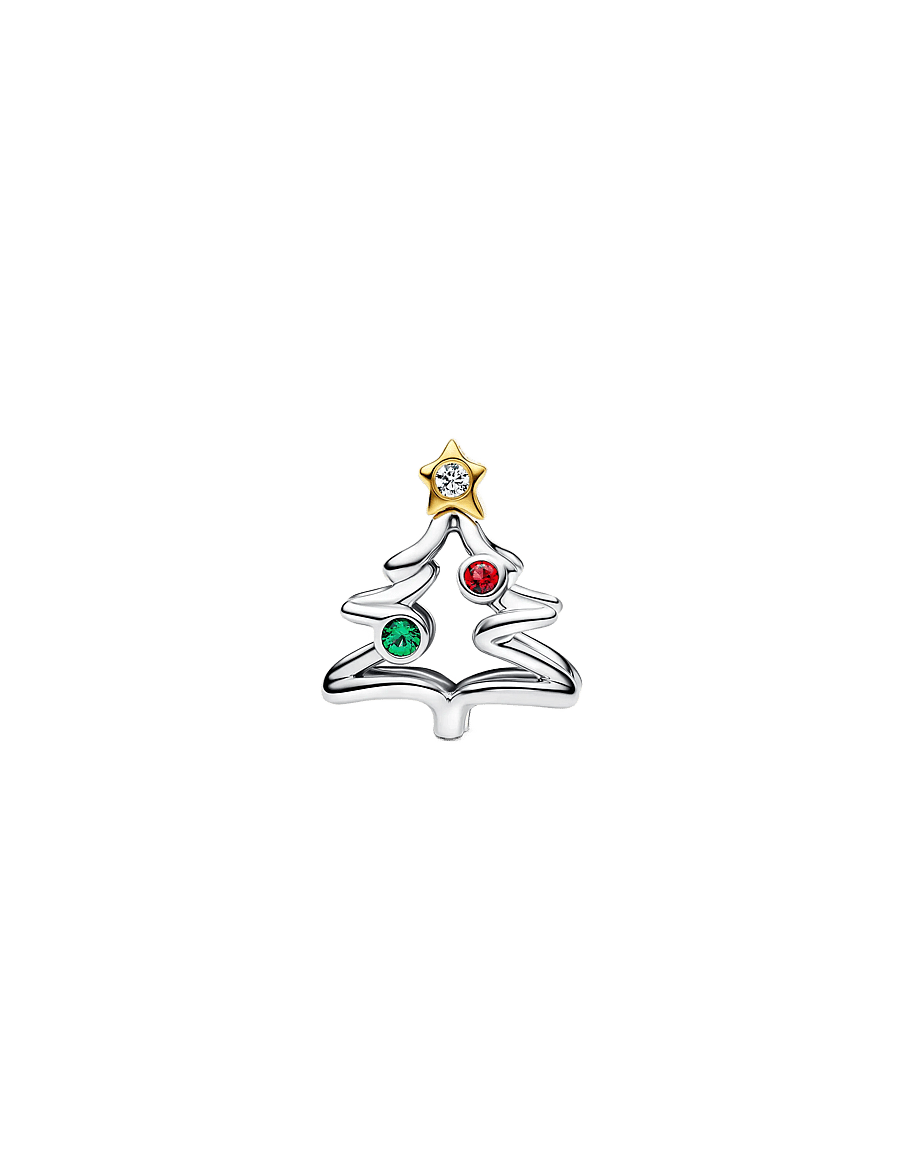 Pandora - Christmas tree sterling silver and 14k gold-plated charm - hangers - red - 2