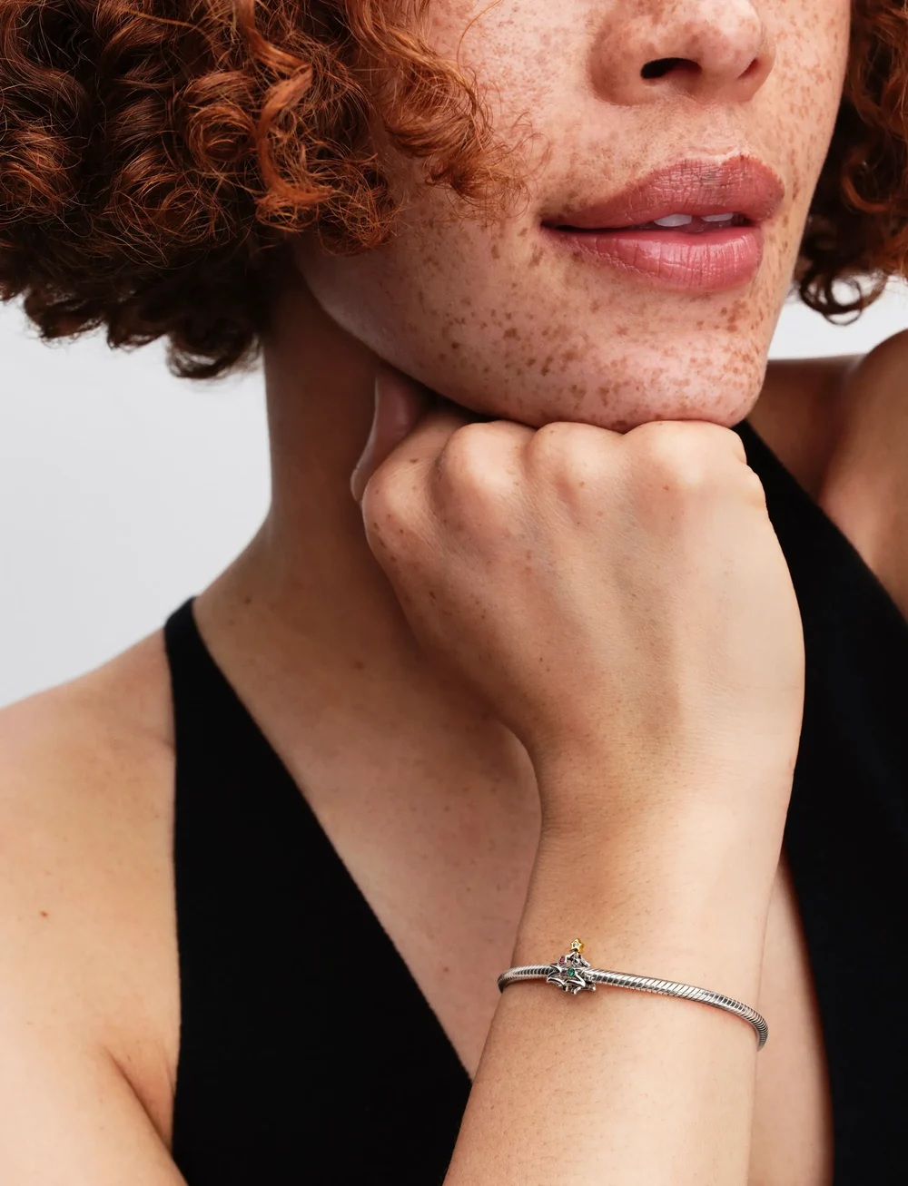 Pandora - Christmas tree sterling silver and 14k gold-plated charm - kuloni - red - 0